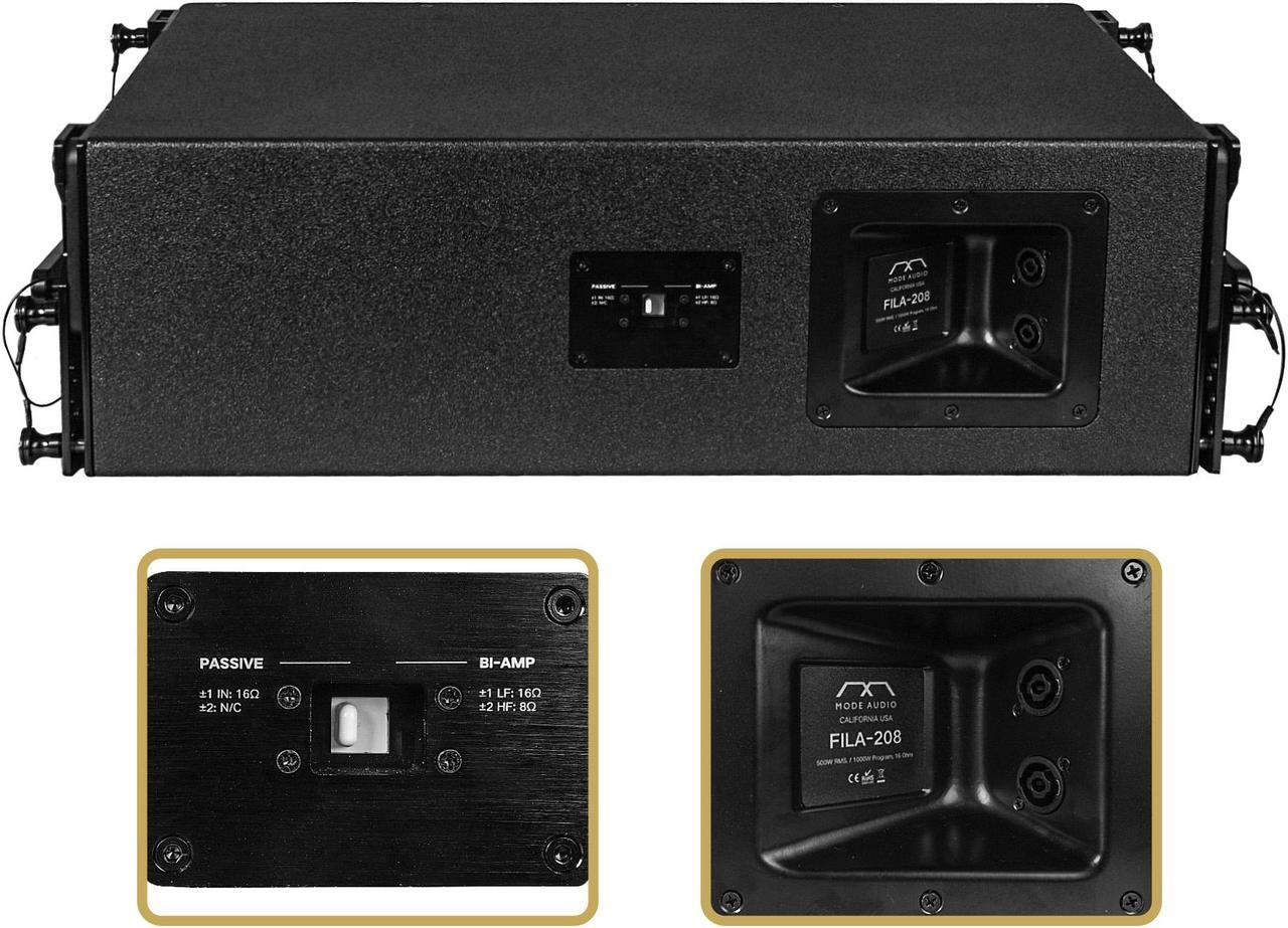 Alt view image 5 of 5 - Sound Town Mode Audio Series 2 Pairs of 2 x 8 Line Array Loudspeakers, with Italian Neodymium Compression Driver, Plywood, Full-Range/Bi-Amp Switchable, Aluminum Side Handles,Black (FILA-208-2PAIRS)