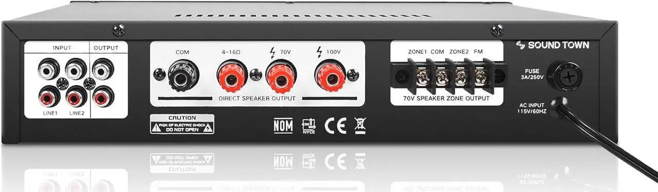 Alt view image 3 of 7 - Sound Town Commercial Restaurant Bluetooth Amplifier + Surface-Mount Speaker Set, with One 2-Zone 70V/100V Amplifier with Bluetooth, 4 x 4.5-Inch Surface-Mount Speakers, White (PAC80X4TV4W)