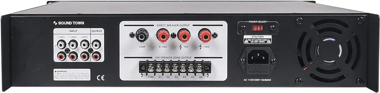 Alt view image 3 of 7 - Sound Town Commercial Restaurant Bluetooth Amplifier + Surface-Mount Speaker Set, with One 6-Zone 70V/100V Amplifier with Bluetooth, 6 x 4.5-Inch Surface-Mount Speakers, White (PAC180X6TV4W)