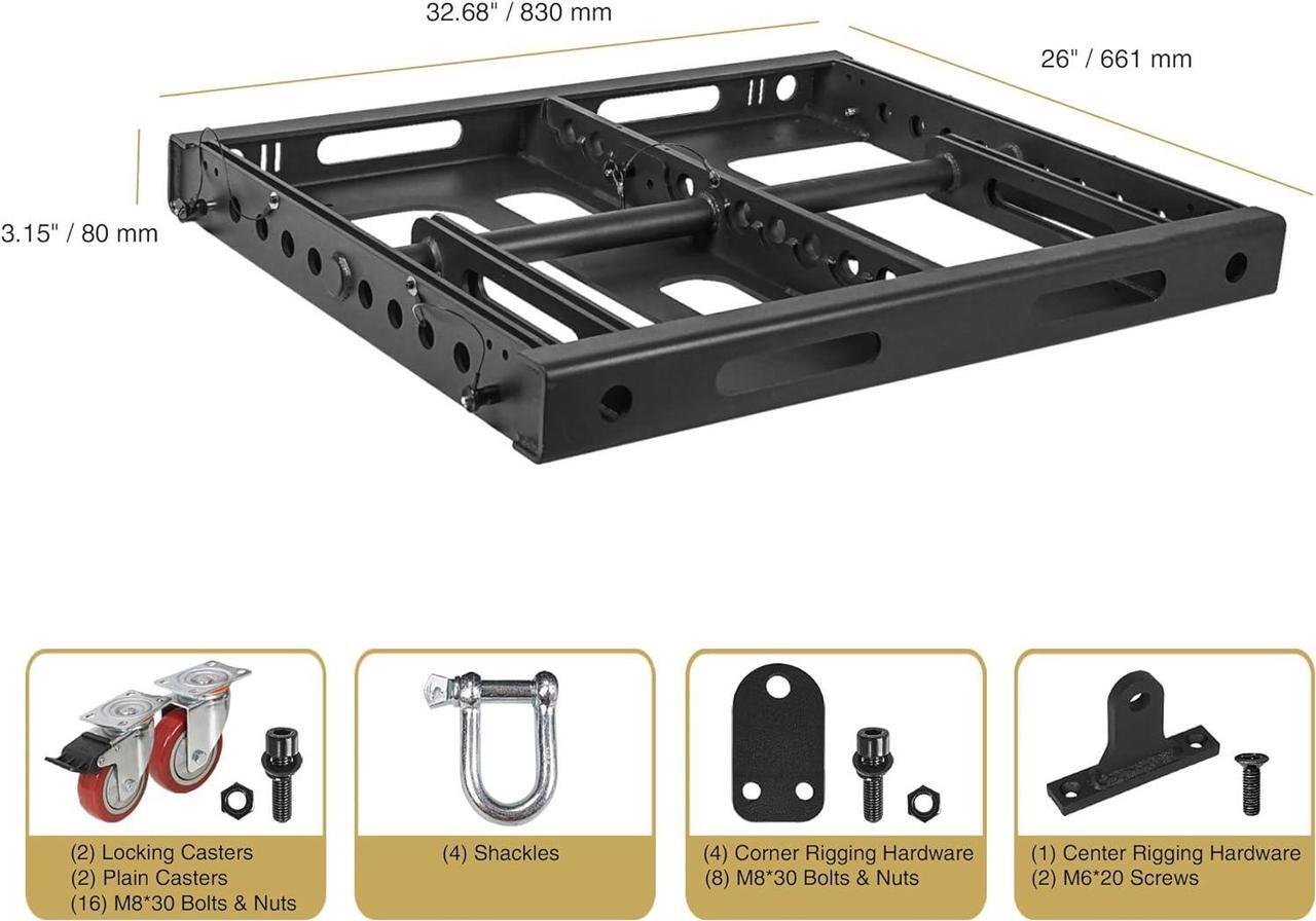 Alt view image 4 of 6 - Sound Town ZETHUS Series Flying/Caster/Stacking Frame for ZETHUS-212LMH Line Array Speakers, Multi-Functional Design (ZETHUS-212FF)