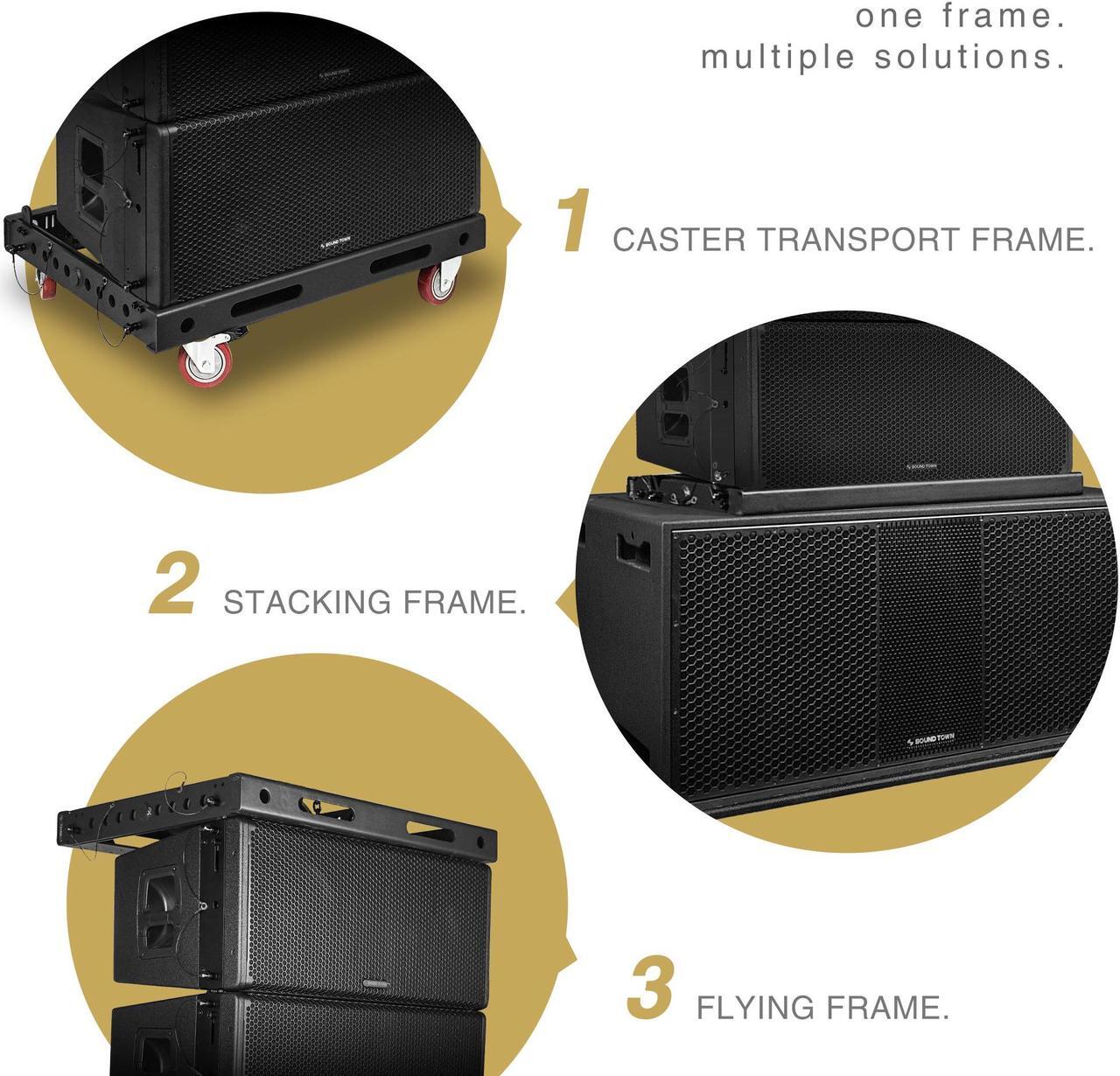 Alt view image 6 of 6 - Sound Town ZETHUS Series Flying/Caster/Stacking Frame for ZETHUS-212LMH Line Array Speakers, Multi-Functional Design (ZETHUS-212FF)