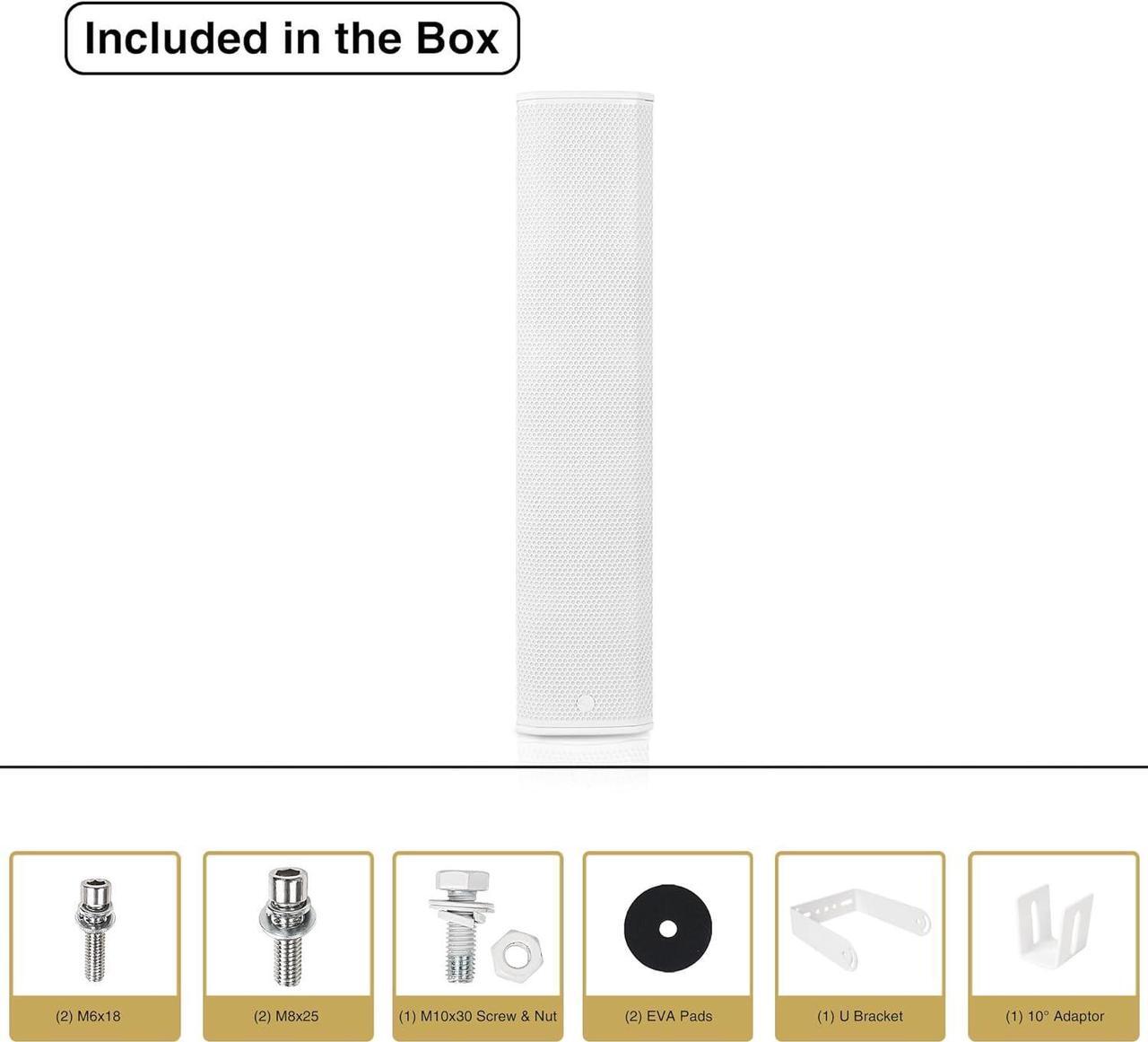 Alt view image 7 of 7 - Sound Town High-Power Powered Column Line Array Speaker with 4x6.5-Inch Woofers, Dual Compression Drivers, Class-D w/DSP, TWS, Birch Plywood, Wall Mount for Conference, White (CARPO-K8WPW)
