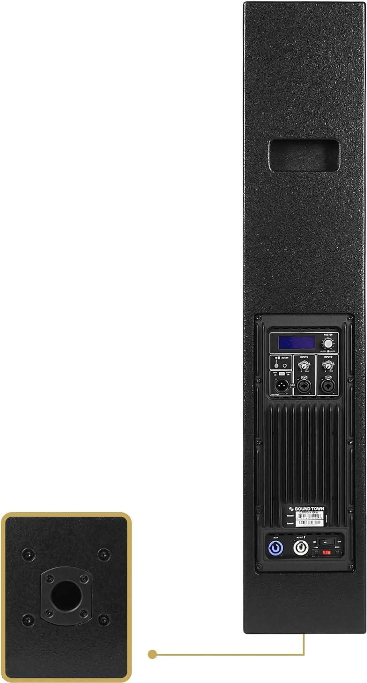 Alt view image 5 of 7 - Sound Town High-Power Powered Column Line Array Speaker with 6x5-Inch Woofers, Dual Compression Drivers, Class-D w/DSP, TWS, Birch Plywood, Wall Mount for Conference, Black (CARPO-K12PW)