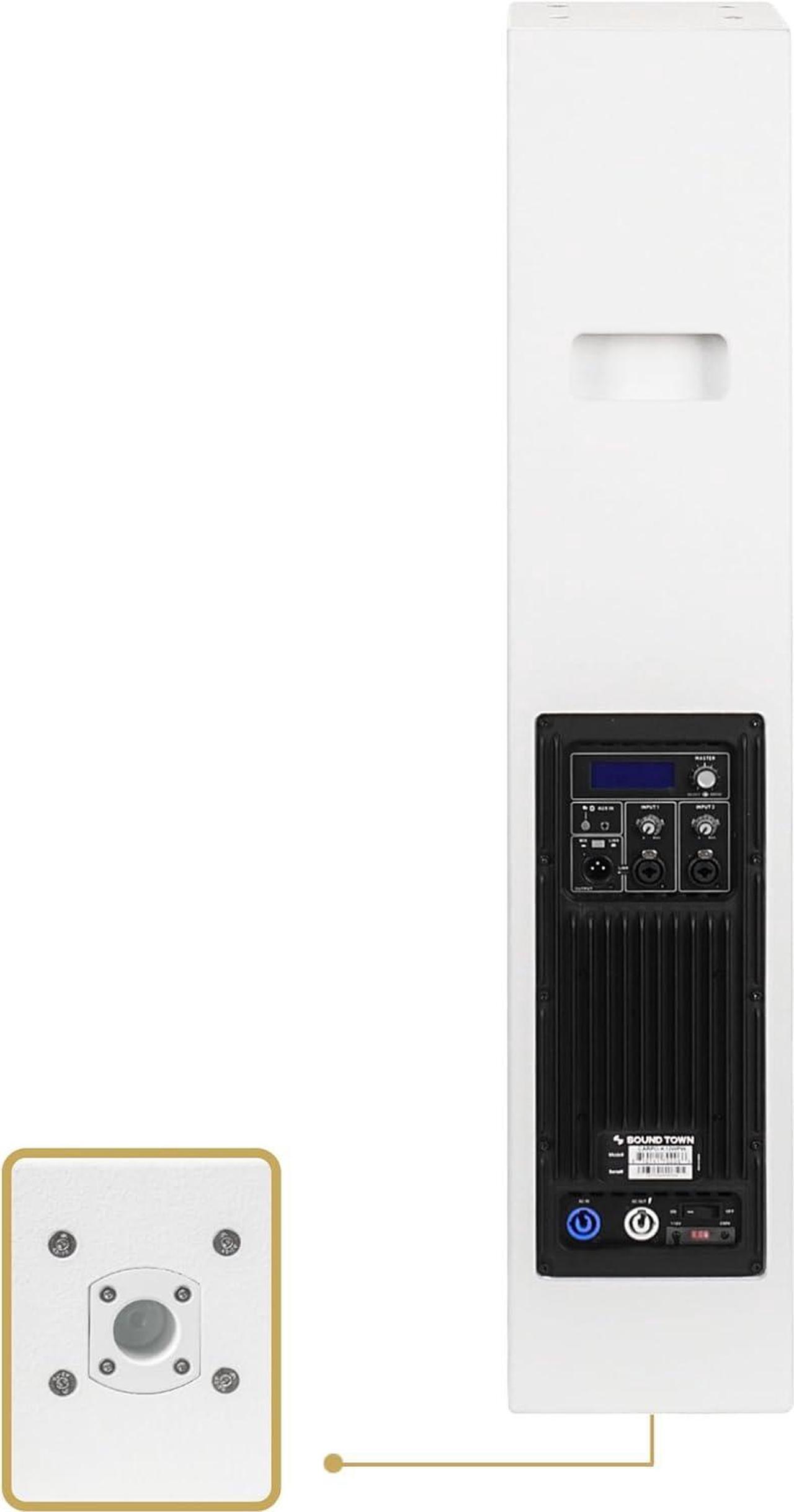 Alt view image 4 of 7 - Sound Town High-Power Powered Column Line Array Speaker with 6x5-Inch Woofers, Dual Compression Drivers, Class-D w/DSP, TWS, Birch Plywood, Wall Mount for Conference, White (CARPO-K12WPW)