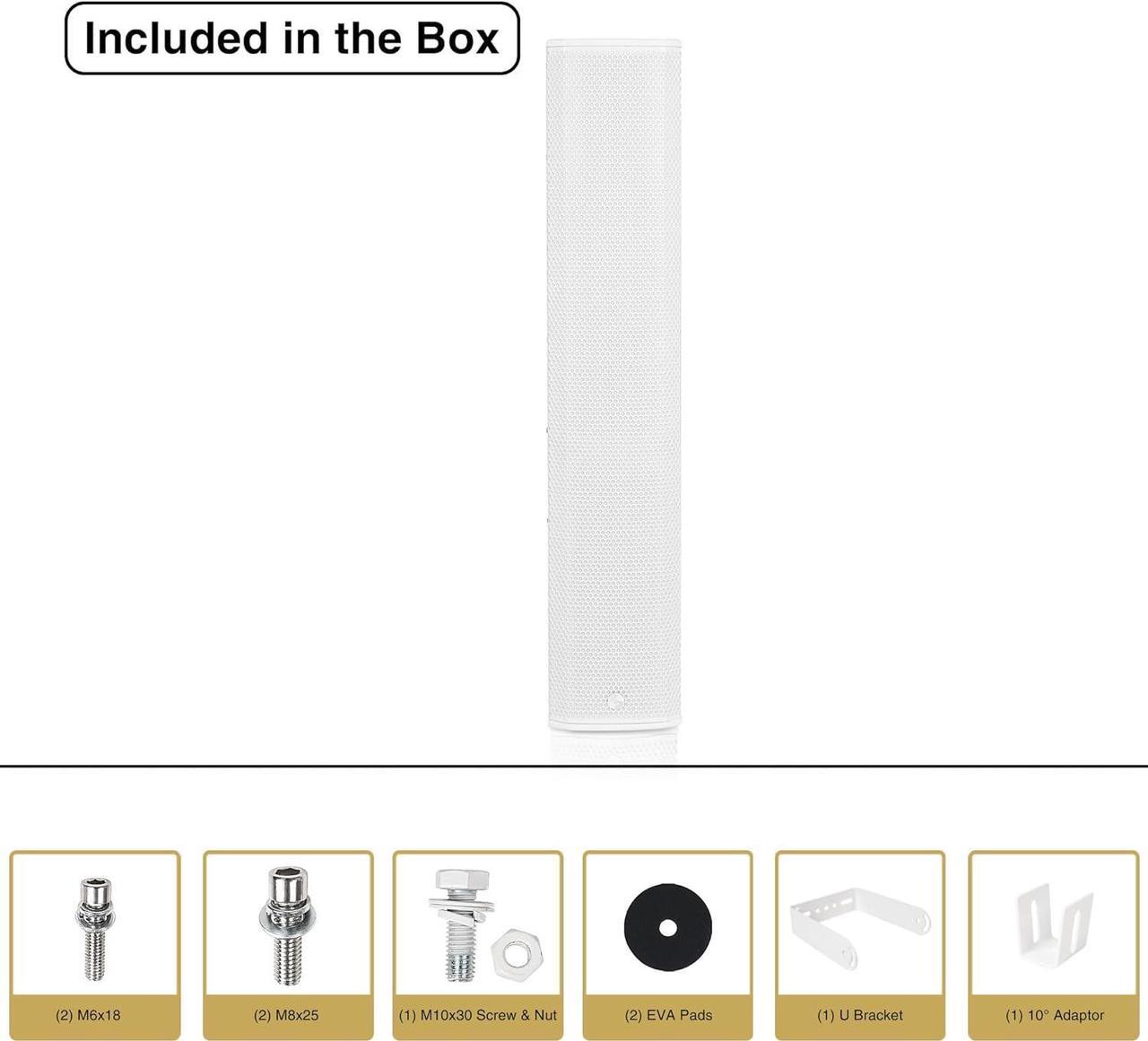 Alt view image 7 of 7 - Sound Town High-Power Powered Column Line Array Speaker with 6x5-Inch Woofers, Dual Compression Drivers, Class-D w/DSP, TWS, Birch Plywood, Wall Mount for Conference, White (CARPO-K12WPW)