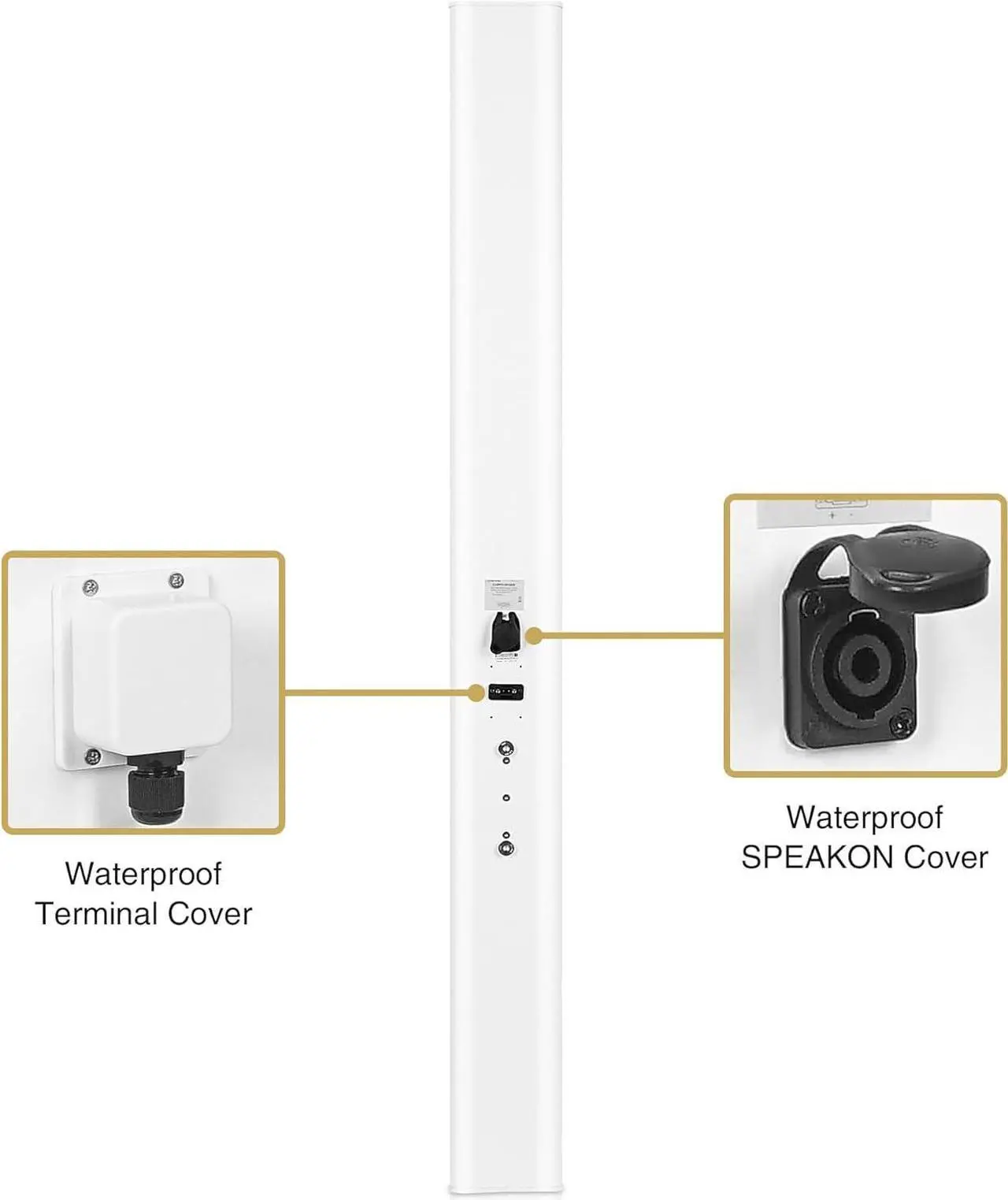 Alt view image 5 of 7 - Sound Town Weather-Resistant Compact Aluminum Line Array Column Speaker with Wall Mount Bracket, 10 x 3 Woofers, 6 x 1.2 Dome Tweeters, White, for Church, Indoor & Outdoor Installation (CARPO-M106W)