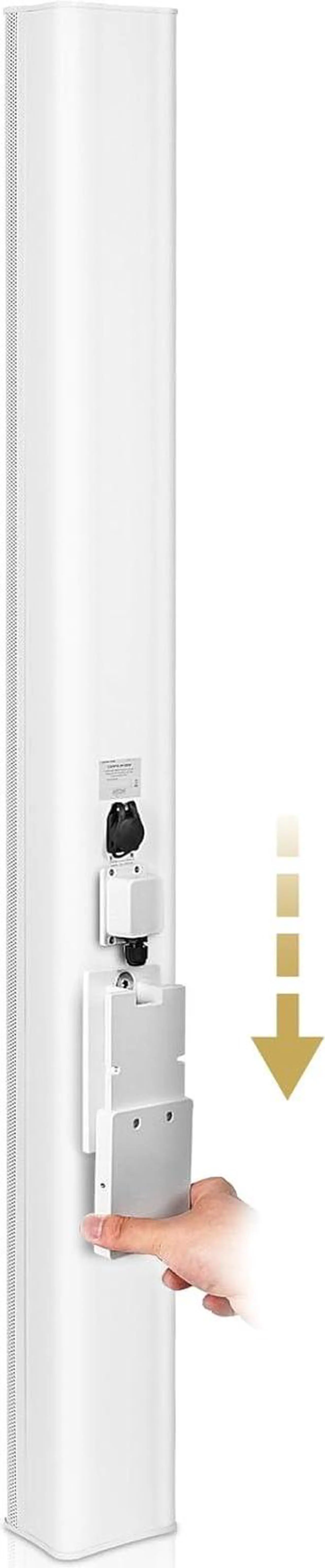 Alt view image 4 of 7 - Sound Town Weather-Resistant Compact Aluminum Line Array Column Speaker with Wall Mount Bracket, 10 x 3 Woofers, 6 x 1.2 Dome Tweeters, White, for Church, Indoor & Outdoor Installation (CARPO-M106W)