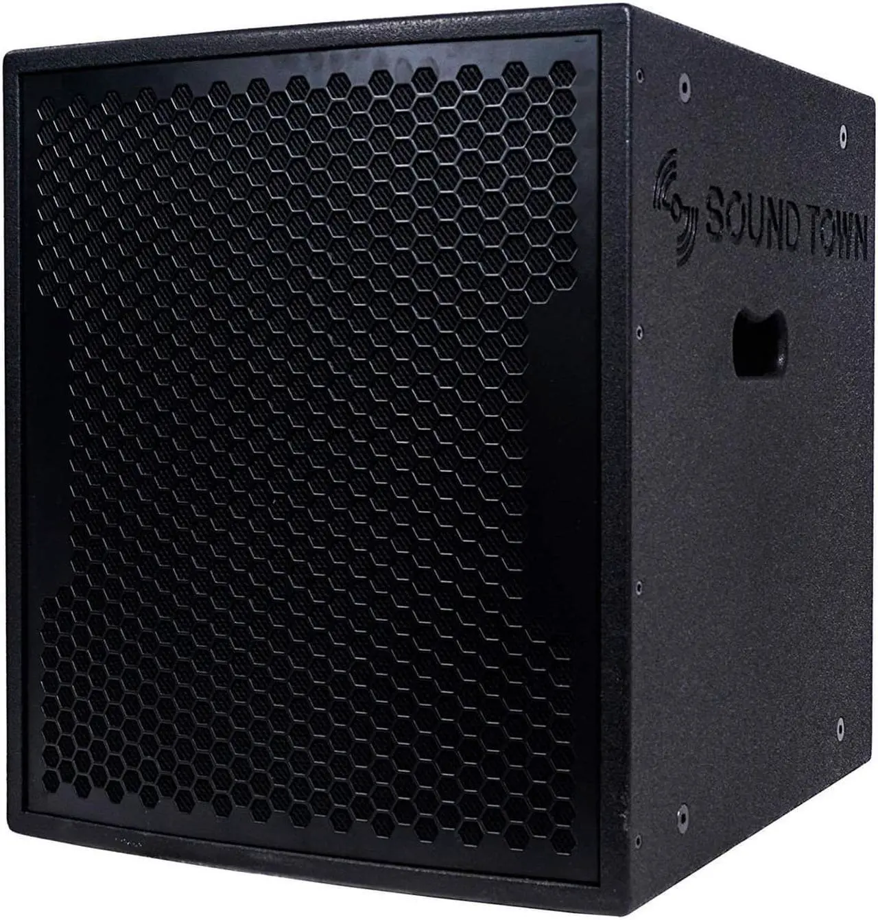 Alt view image 3 of 8 - Sound Town 1600 Watts 15” Powered Subwoofer with 2 Speaker Outputs, Plywood Enclosure and 2 Wheels, Black (CARPO-15SPW)