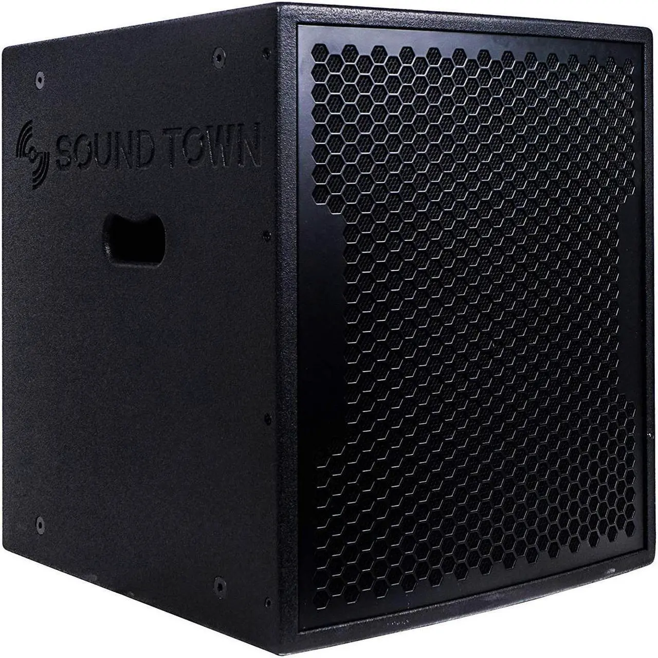 Main image of Sound Town 1600 Watts 15” Powered Subwoofer with 2 Speaker Outputs, Plywood Enclosure and 2 Wheels, Black (CARPO-15SPW)