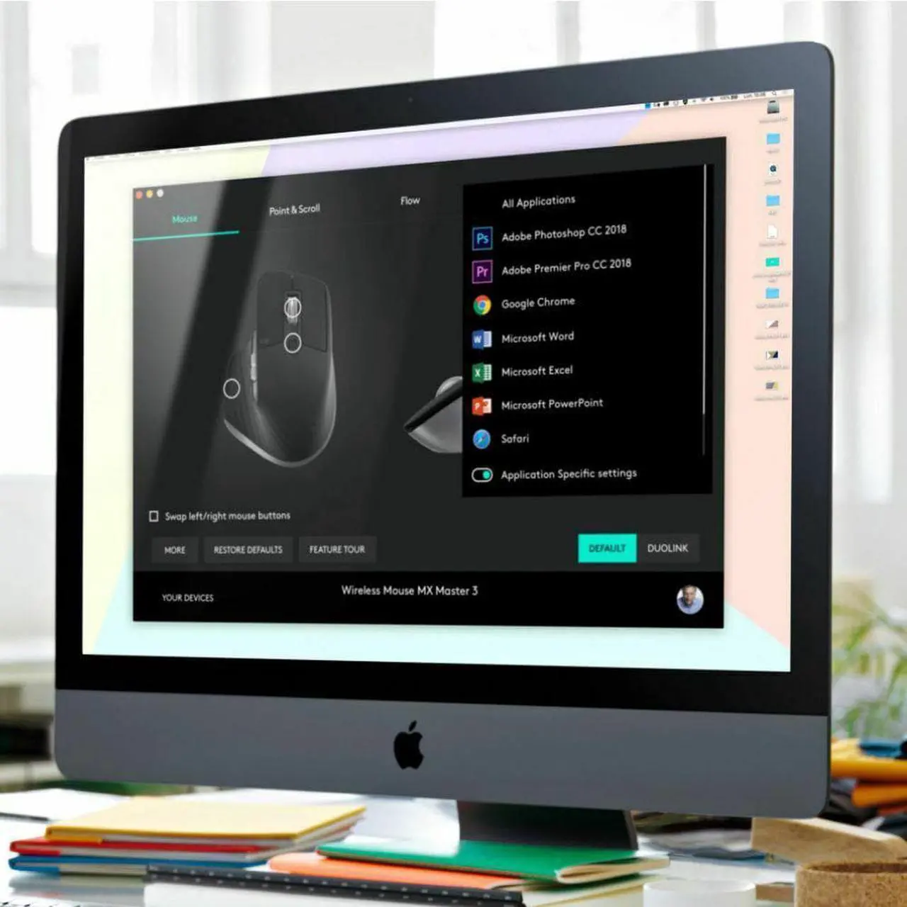 Alt view image 7 of 20 - Logitech MX Master 3 – Advanced Wireless Mouse for Mac, Ultrafast Scrolling, Ergonomic Design, 4000 DPI, Customisation, USB-C, Bluetooth, MacBook Pro,Macbook Air,iMac, iPad Compatible - Space Grey
