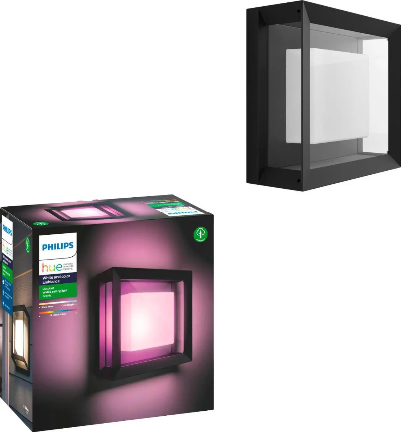 Alt view image 2 of 5 - Philips - Hue White and Color Ambiance Econic Outdoor Wall and Ceiling Light - Black
