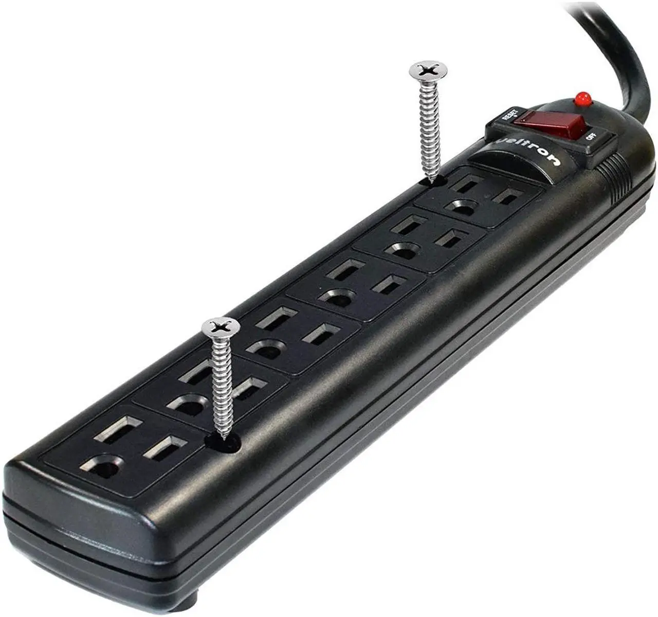 Main image of Weltron - Mountable Surge Protector 6 ft. (WSP-600PLF-6BK)