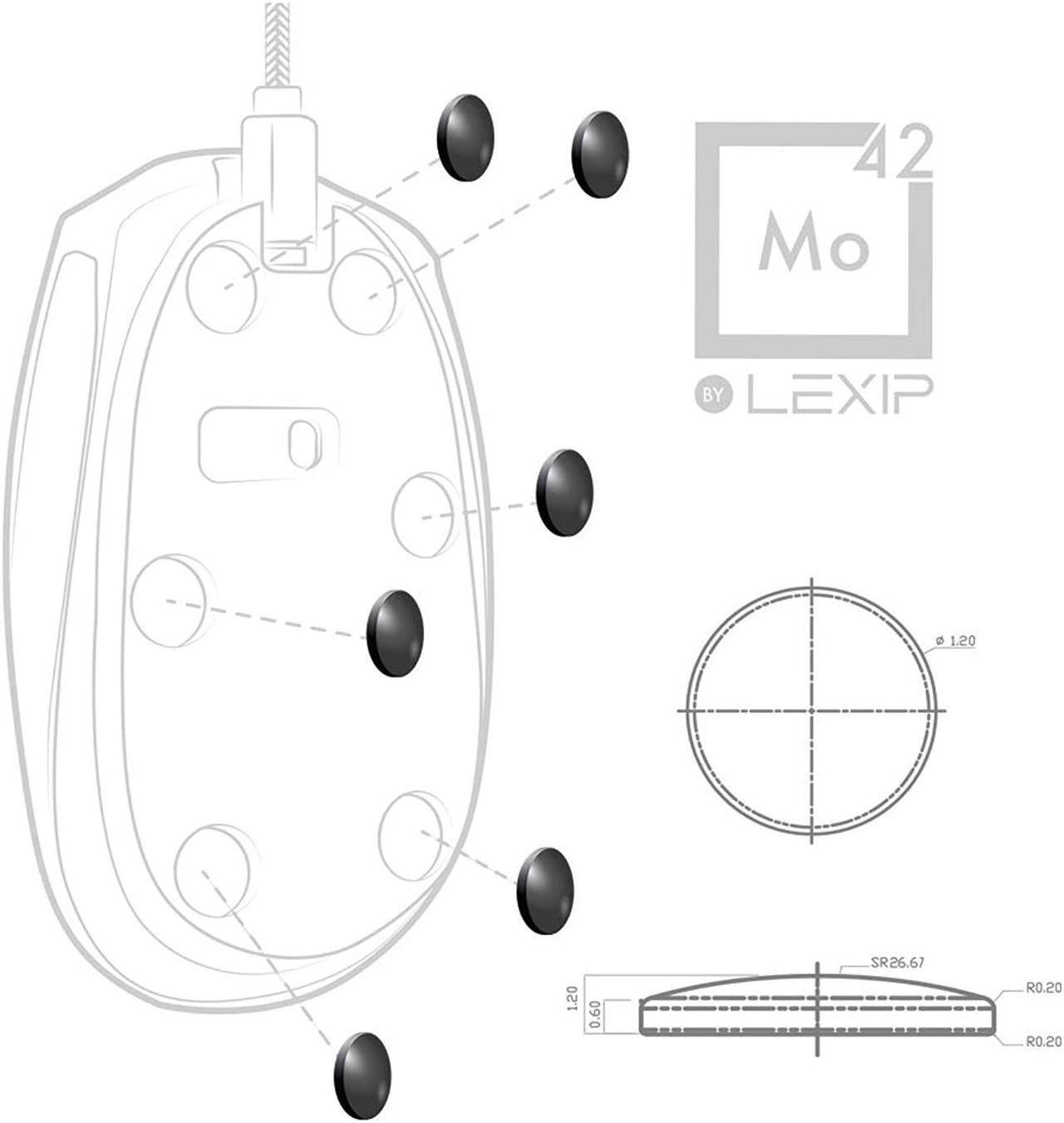 Alt view image 4 of 7 - Lexip Mo42 Mouse Upgrade Kit - Ceramic Glide Feet - Mouse Pads, Black