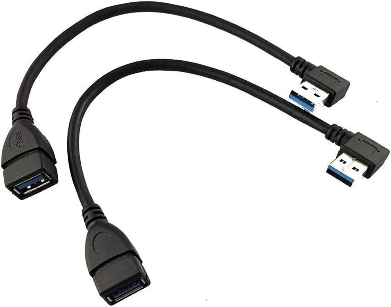 Seadream 2Pack SuperSpeed USB 3.0 Angle Male to Female Extension Cable 15CM -2Pack Each of Left Angle and Right Angle