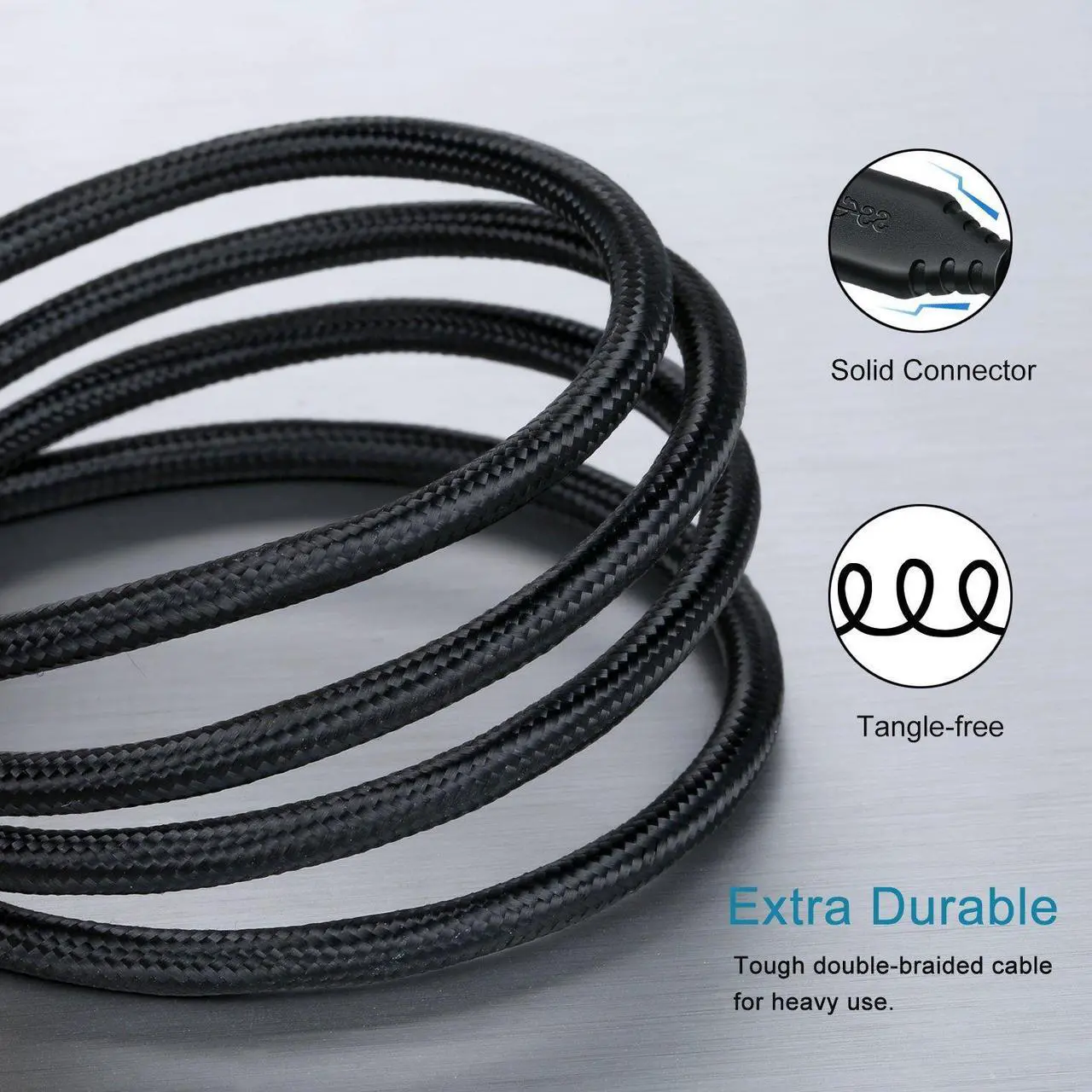 Alt view image 5 of 7 - USB 3.0 Cable Male to Male 2-Pack Braided 6ft USB to USB Cable Type A Male Double End USB Cord Compatible Hard Drive Enclosures DVD Player Laptop Cooler - Black