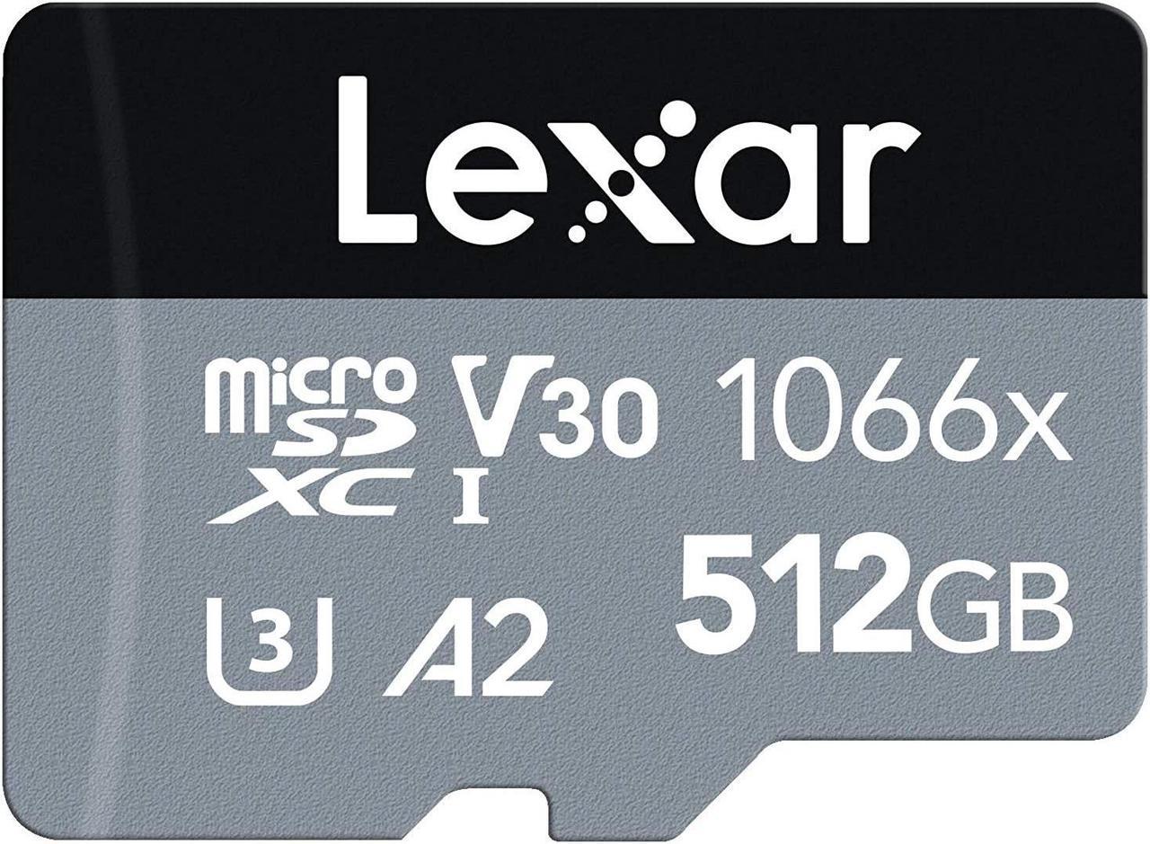 Lexar 1066X 512Gb Microsdxc Uhs-I Card W/Sd Adapter Silver Series, Up To 160Mb/S Read, For Action Cameras, Drones, High-End Smartphones And Tablets (Lms1066512G-Bnanu)