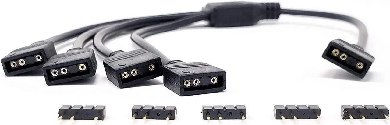 Main image of Micro Connectors 50cm Addressable RGB 1 to 4 Splitter Cable with/5 Male Pins (F04-04ARGB-50)
