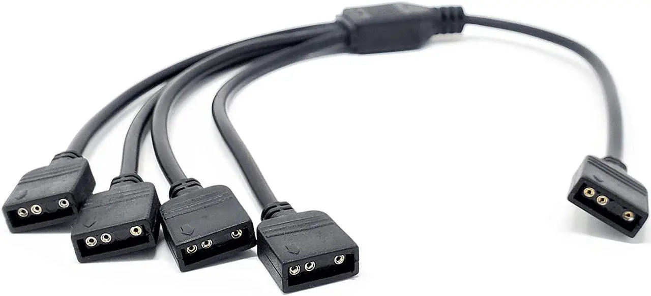Alt view image 2 of 5 - Micro Connectors 50cm Addressable RGB 1 to 4 Splitter Cable with/5 Male Pins (F04-04ARGB-50)