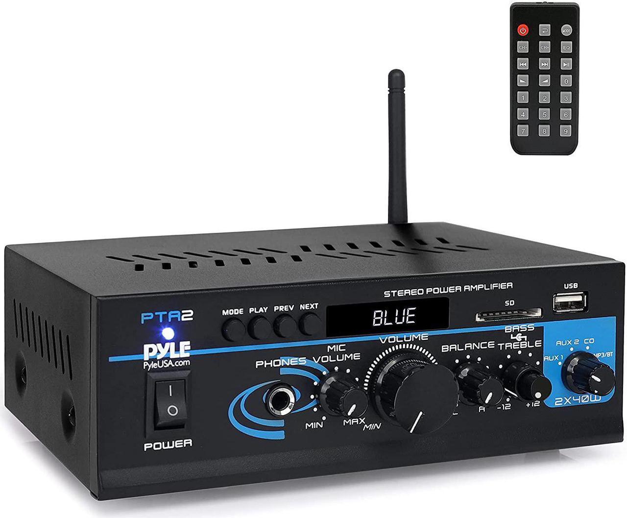 Alt view image 8 of 20 - Home Audio Power Amplifier System - 2X40W Mini Dual Channel Mixer Sound Stereo Receiver Box w/ AUX, Mic Input - For Amplified Speakers, PA, CD Player, Theater via RCA, Studio Use - Pyle PTA2