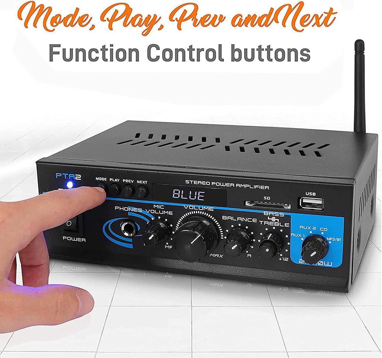 Alt view image 12 of 20 - Home Audio Power Amplifier System - 2X40W Mini Dual Channel Mixer Sound Stereo Receiver Box w/ AUX, Mic Input - For Amplified Speakers, PA, CD Player, Theater via RCA, Studio Use - Pyle PTA2