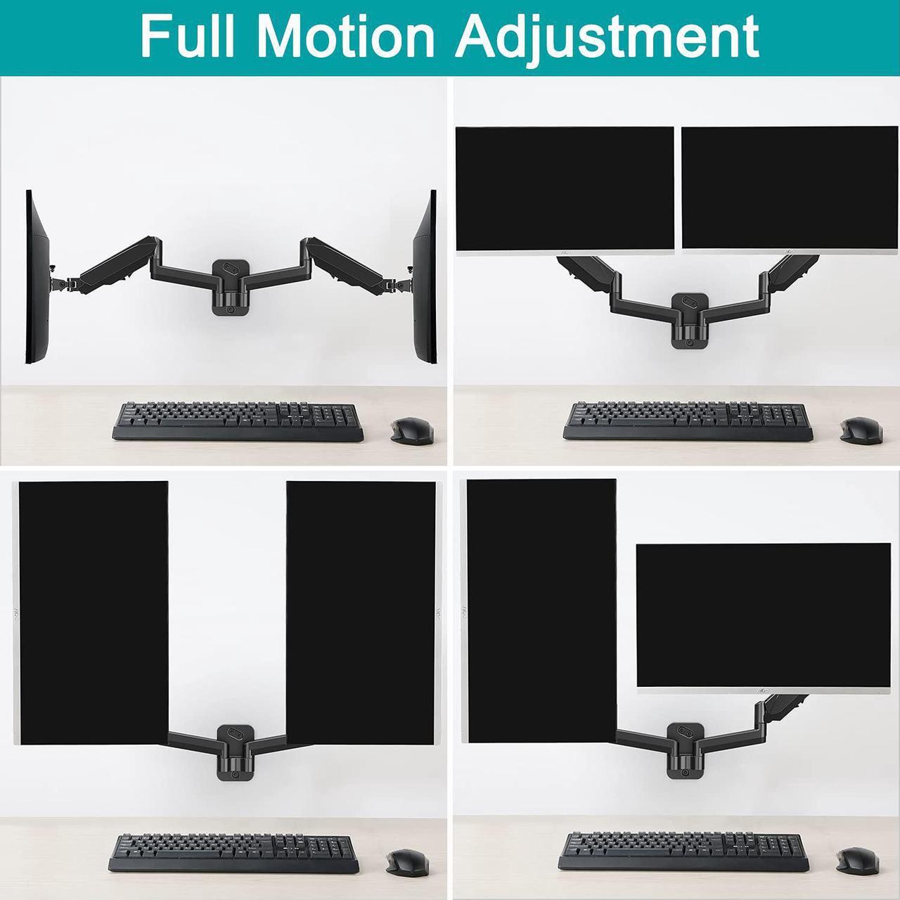 Alt view image 3 of 7 - Dual Monitor Wall Mount For 13 To 32 Inch Computer Screens, Gas Spring Wall Monitor Arm For 2 Monitors, Each Holds Up To 17.6Lbs, Full Motion Wall Monitor Mount With Vesa 75X75 100X100