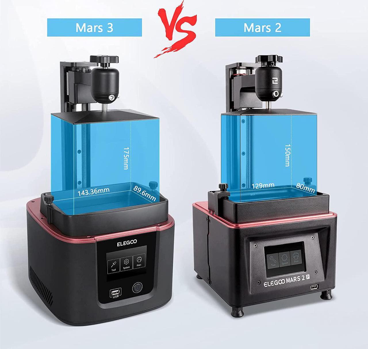 Alt view image 2 of 6 - ELEGOO Mars 3 MSLA 3D Printer Machine UV Photocuring LCD Resin 3D Printers with 6.66 inch 4K Mono LCD and Upgraded COB UV Light Source Printing Size 143.36mm x 89.6mm x 175mm