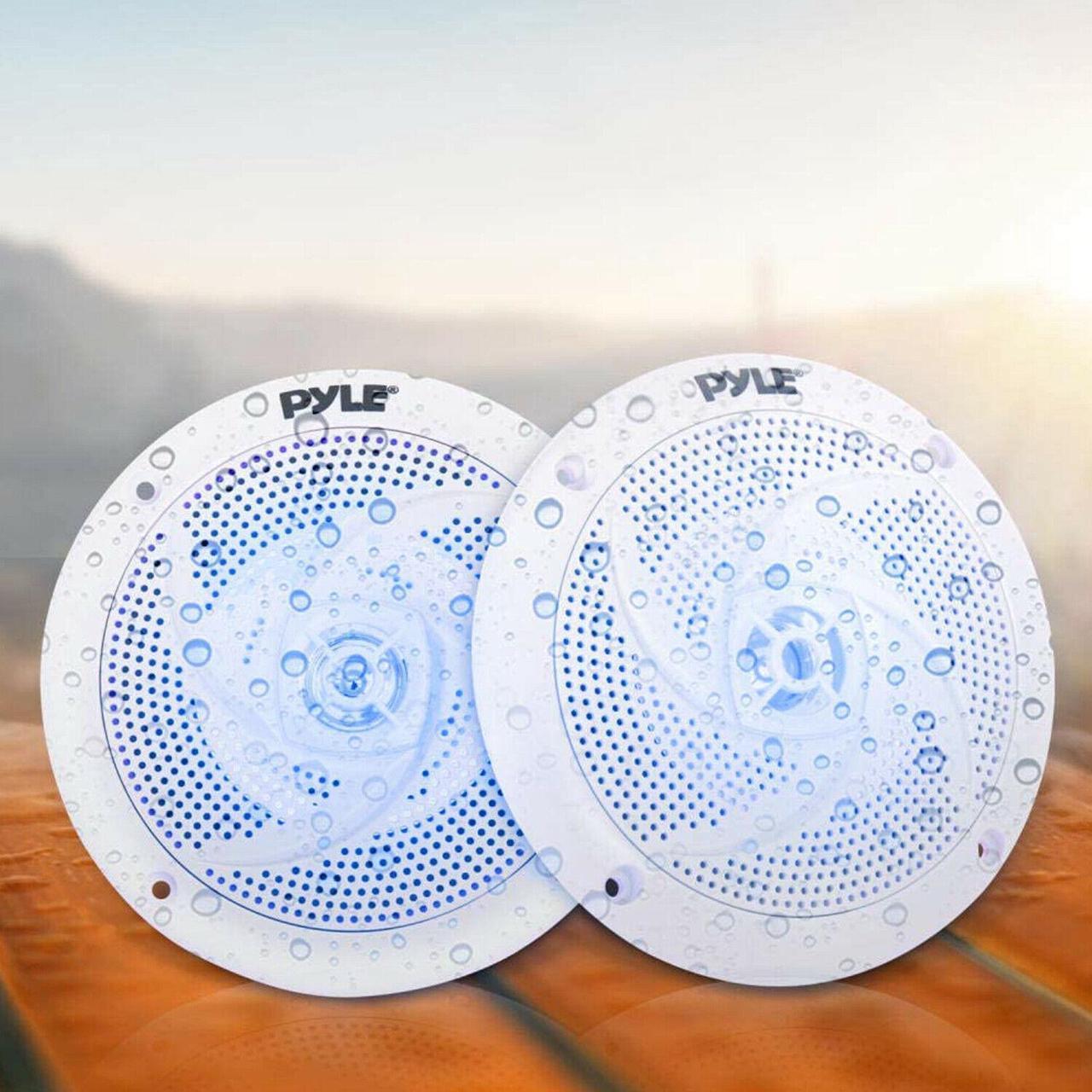 Alt view image 12 of 18 - Pyle PLMRS53WL 5.25 in. Waterproof Rated Marine Speakers with LED lights, White - 180 Watt