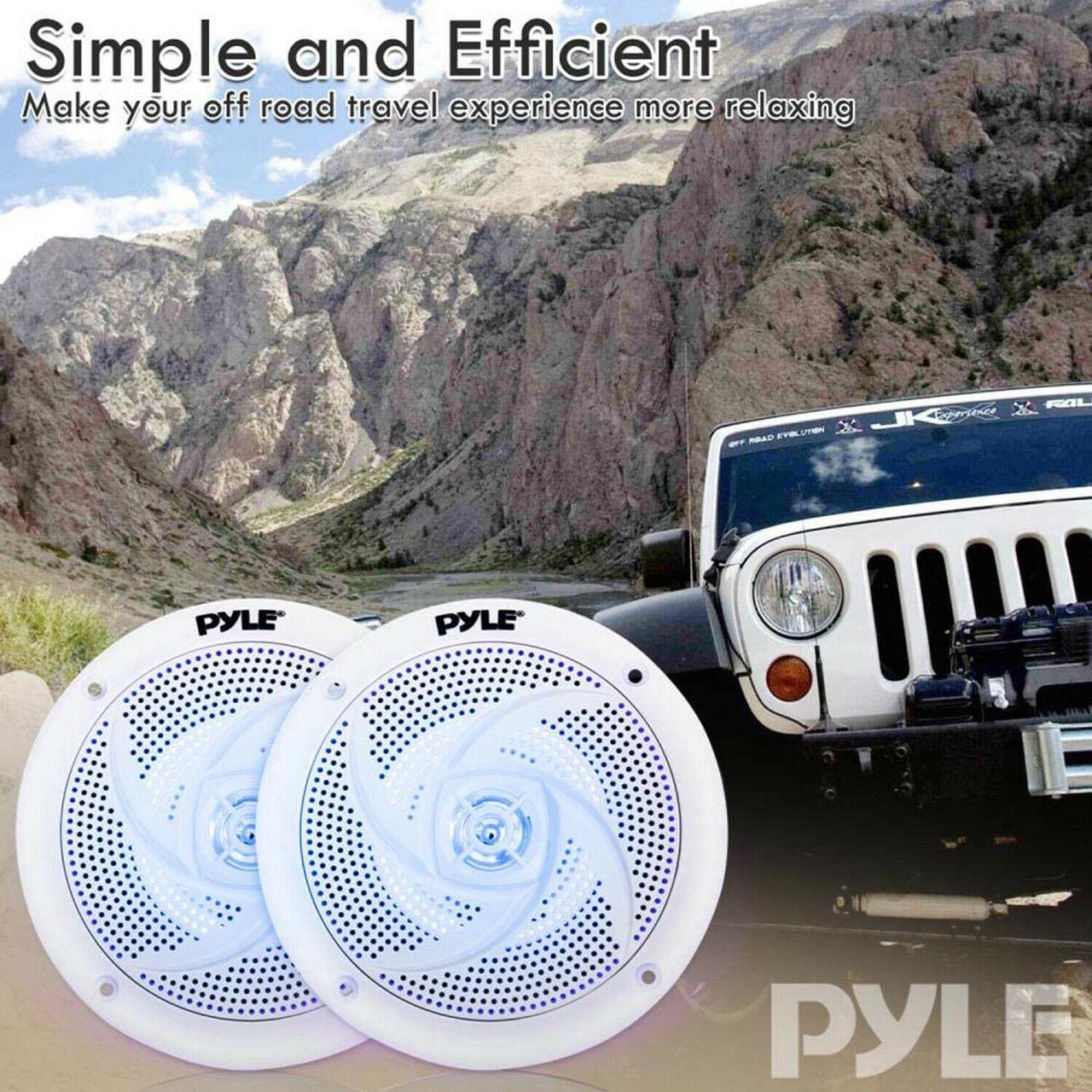 Alt view image 13 of 18 - Pyle PLMRS53WL 5.25 in. Waterproof Rated Marine Speakers with LED lights, White - 180 Watt