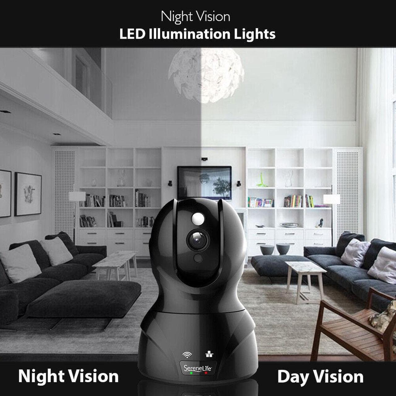 Alt view image 11 of 14 - SereneLife Indoor Wireless IP Camera - HD 1080p Network Security Surveillance Home Monitoring w/ Motion Detection, Night Vision, PTZ, 2 Way Audio - iPhone Android Mobile PC WiFi - IPCAMHD82