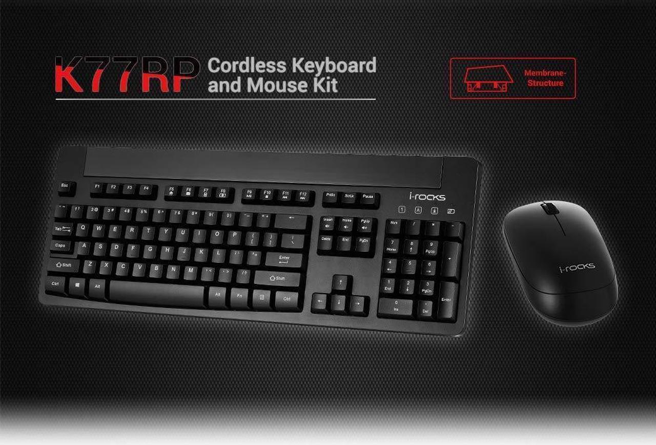 Alt view image 4 of 6 - i-Rocks IRK77RP-BK 2.4GHz RF Wireless Multimedia Keyboard Mouse Combo for PC