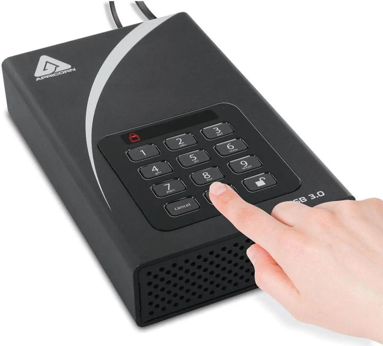 Alt view image 2 of 11 - APRICORN Aegis Padlock DT 4TB USB 3.0 External Hard Drive ADT-3PL256-4000 Black