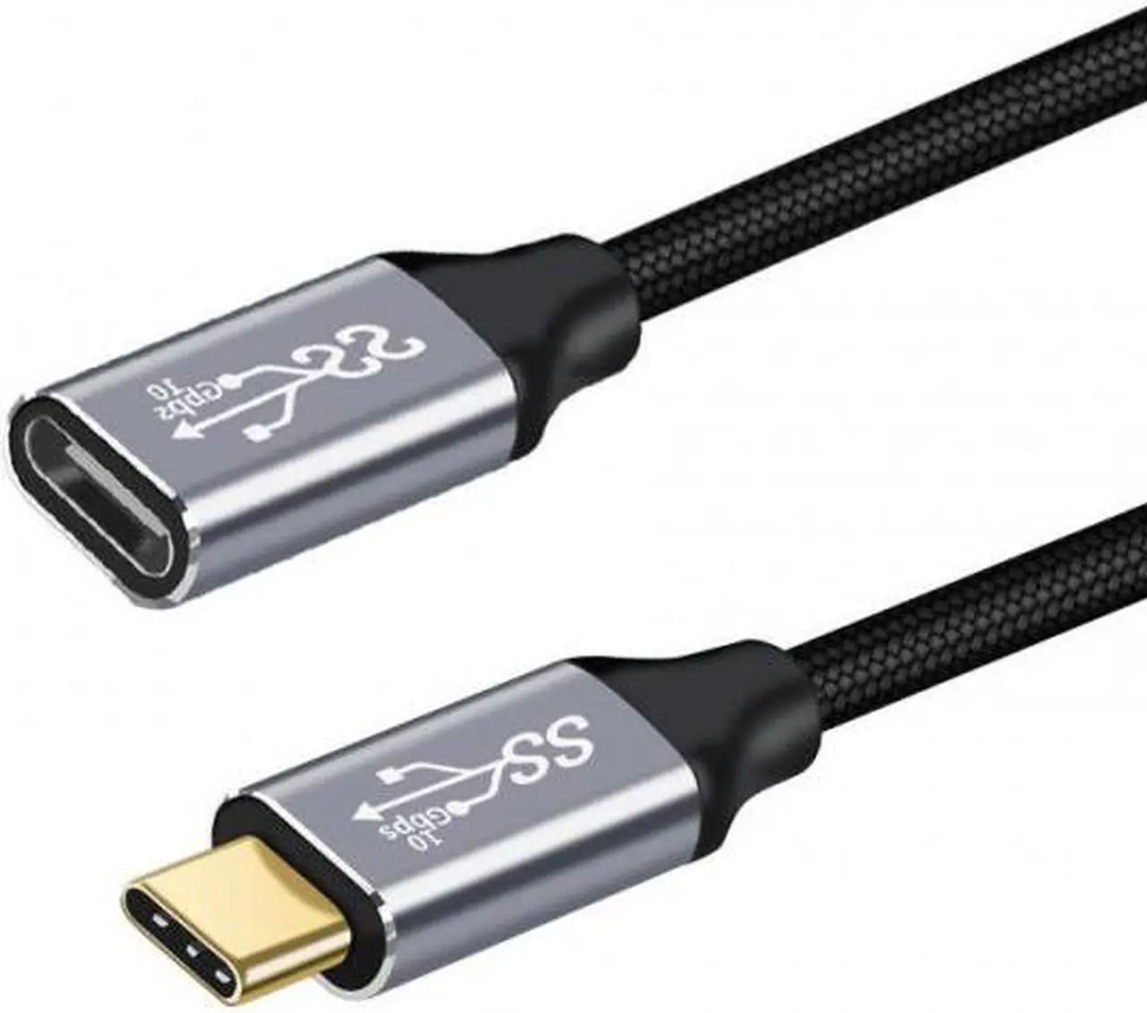 Alt view image 2 of 7 - Jimier 100CM USB-C USB 3.1 Type-C Male to Female Extension Data Cable 10Gbps 100W with Sleeve for Laptop Phone