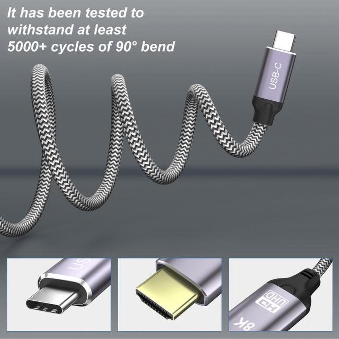 Alt view image 6 of 7 - Jimier CY UC-139-1.8M USB4 USB-C Type-C Source to HDMI 2.0 Display 8K 60HZ UHD 4K HDMI Male Monitor Cable Connector 1.8m 6ft