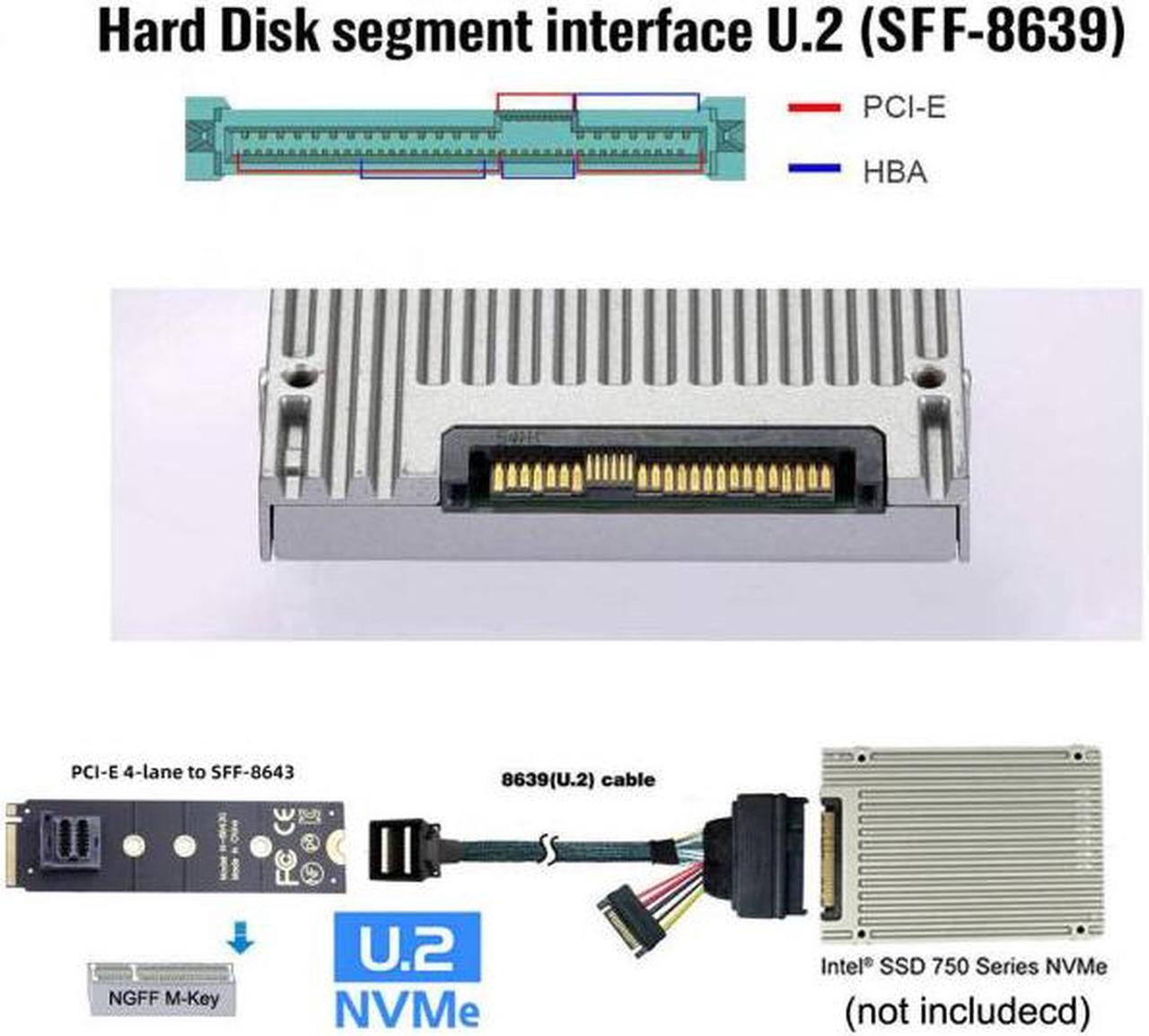 Alt view image 6 of 7 - Xiwai 22X80mm 2280 M.2 SFF-8643 Card and U.2 U2 SFF-8639 NVME PCIe SSD Cable PCI-E 3.0 4.0 for Mainboard SSD