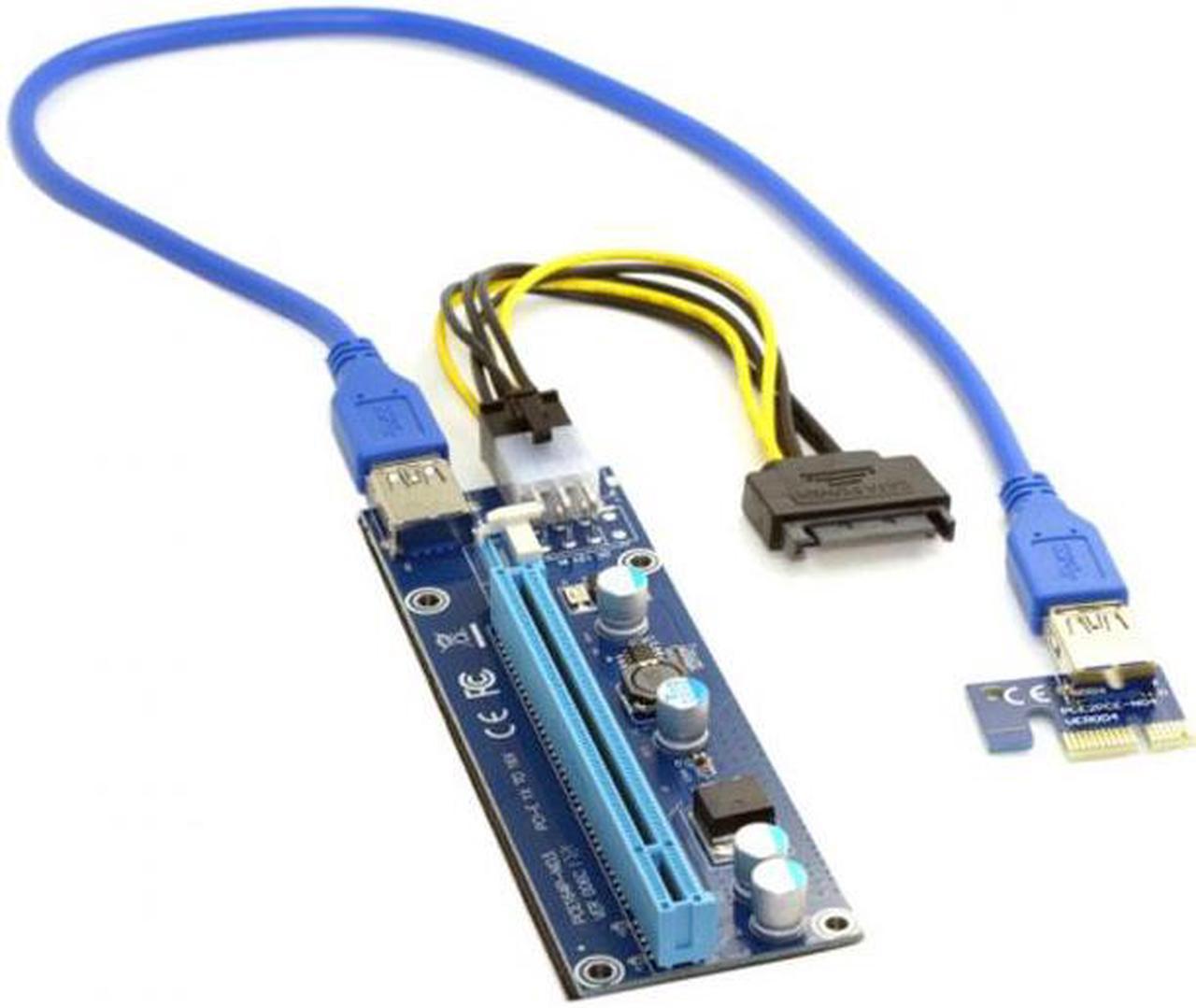 Chenyang EP-037 PCI-E 1x to 16x Mining Machine Enhanced Extender Riser Adapter with USB 3.06Pin Power Cable