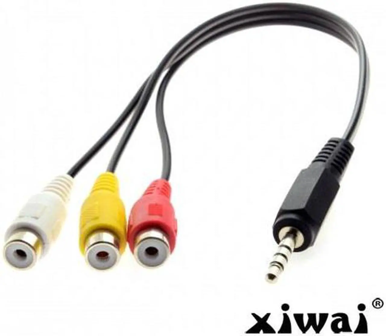 Main image of Xiwai 3.5mm 1/8" Male Stereo Car AUX to 3 RCA AV Female Cord Audio Video Composite Cable 20cm
