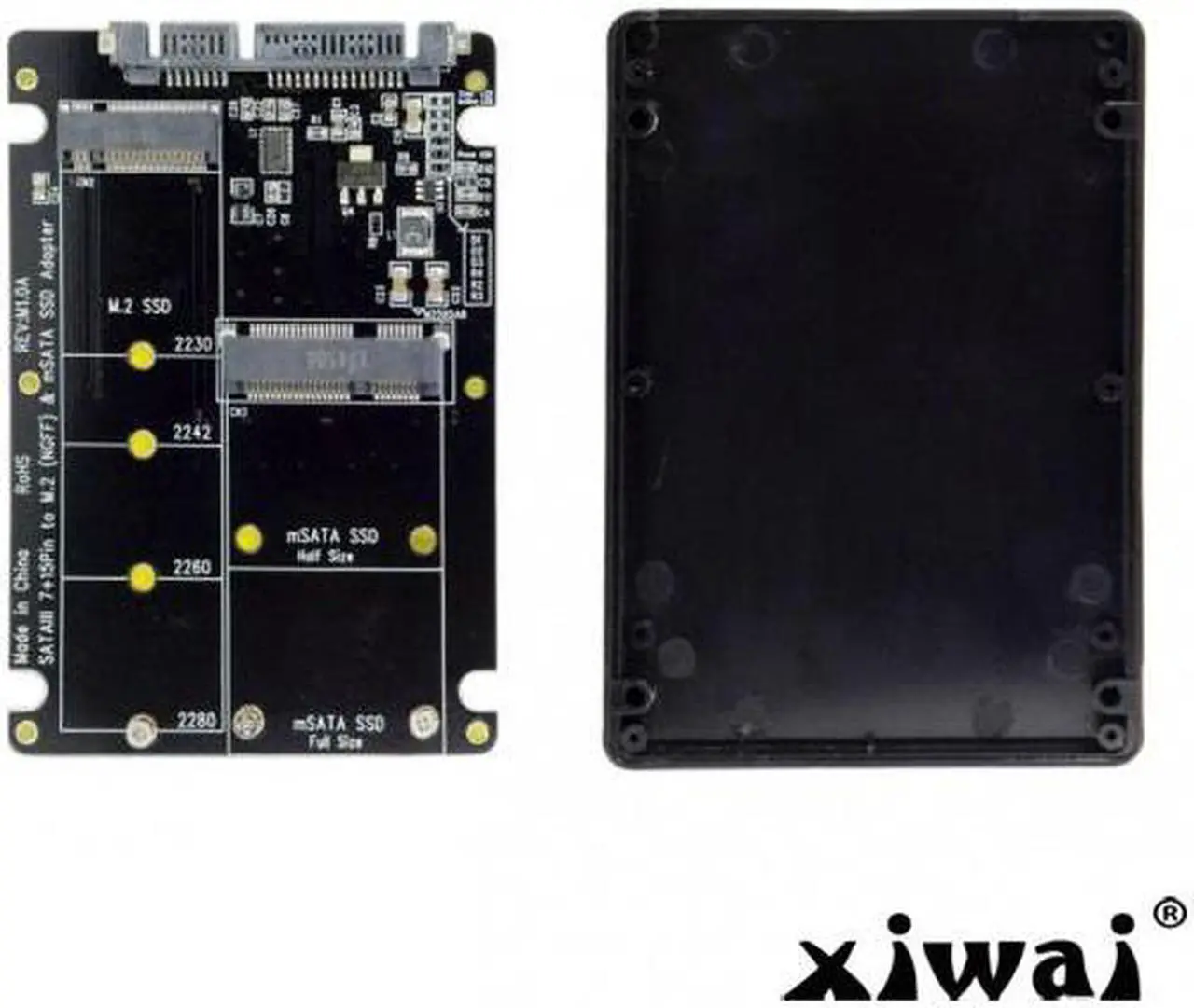 Alt view image 2 of 5 - Xiwai 2 in 1 Combo M.2 NGFF B-key & mSATA SSD to SATA 3.0 Adapter Converter Case Enclosure
