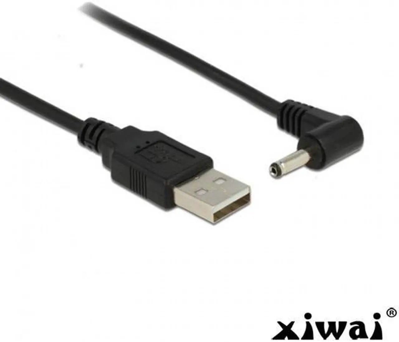 Main image of Xiwai USB 2.0 Male to Right Angled 90 Degree 3.5mm 1.35mm DC power Plug Barrel 5v Cable 80cm