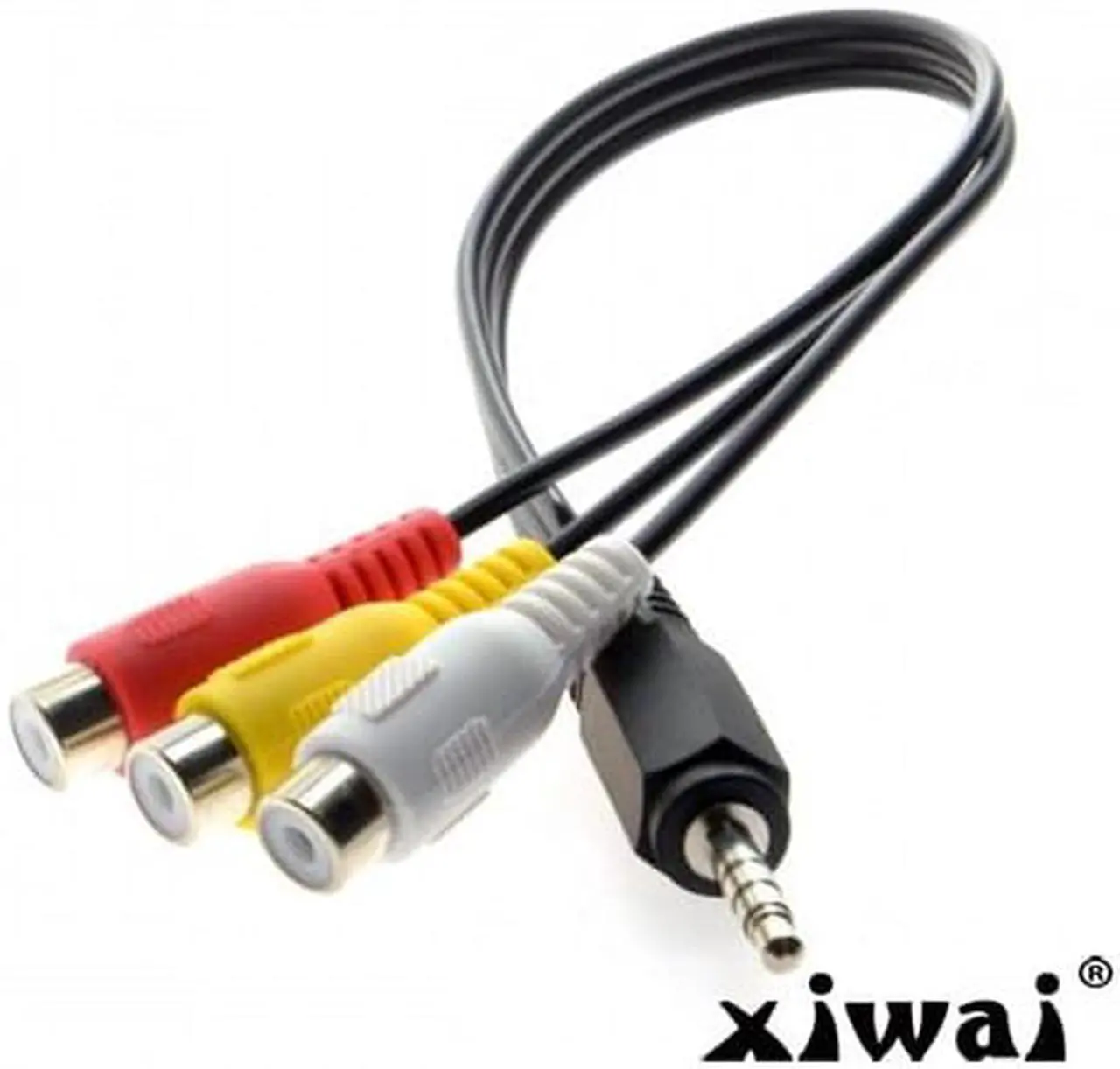 Alt view image 3 of 4 - Xiwai 3.5mm 1/8" Male Stereo Car AUX to 3 RCA AV Female Cord Audio Video Composite Cable 20cm
