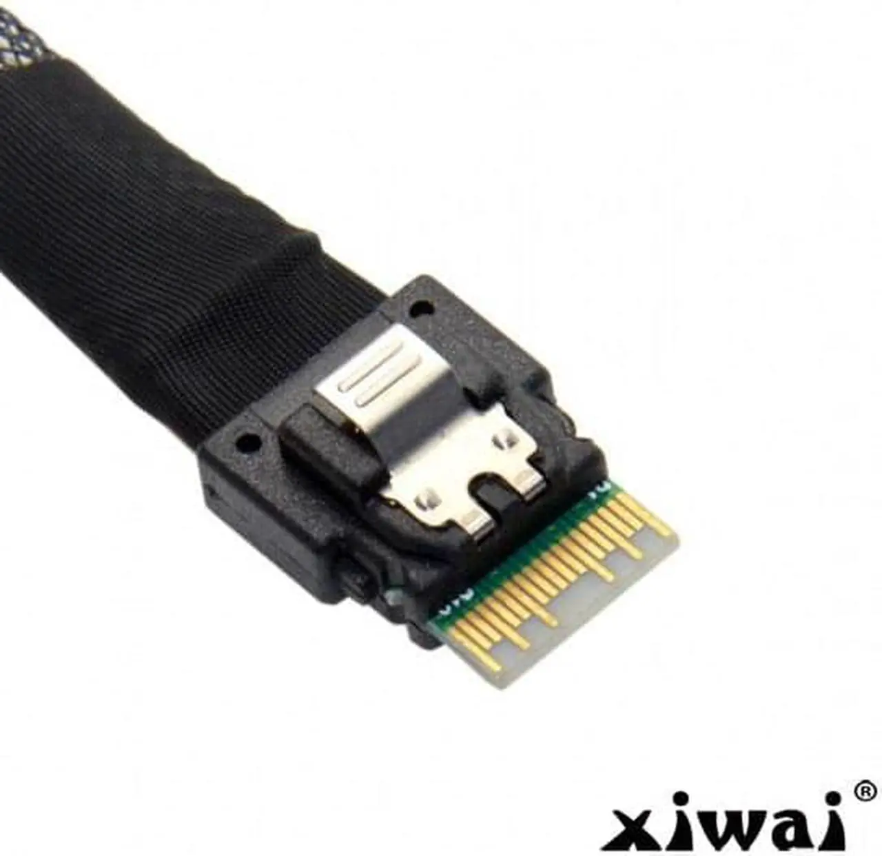 Alt view image 2 of 4 - Xiwai Slimline SAS 4.0 SFF-8654 4i 38pin Host to 4 SATA 7pin Target Hard Disk Fanout Raid Cable 50cm
