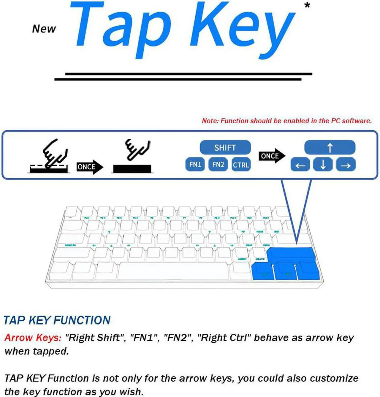 Alt view image 5 of 7 - Anne Pro 2 60% Mechanical Keyboard Wired/Wireless Dual Mode Full RGB Double Shot PBT - Red Switch