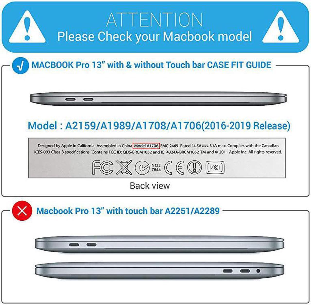 Alt view image 2 of 7 - New 2020 MacBook Pro 13 Inch Case M1 A2338 A2289 A2251 A2159 A1989 A1706 A1708, Hard Shell Case & Keyboard Cover & Screen Film for Apple Pro 13 Touch Bar(2020-2016), Airy Blue, T13ARBL+2