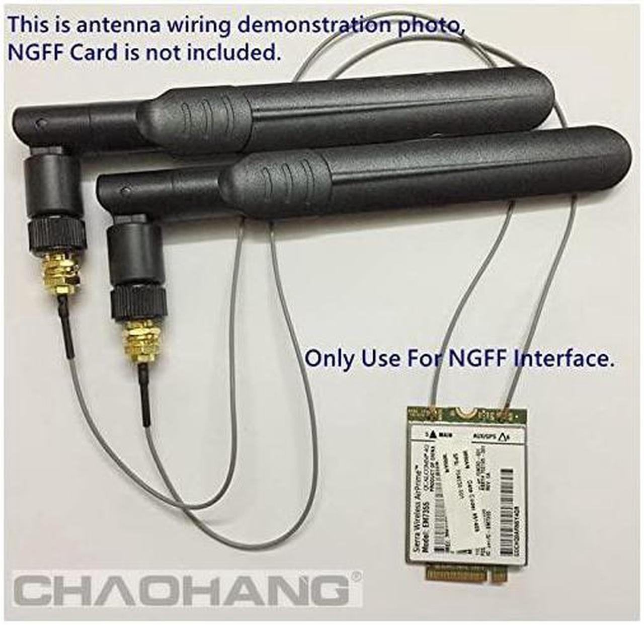 Main image of New 2 x 6dBi RPSMA Dual Band 24GHz 5GHz + 2 x 35cm M2NGFFCable Antenna Mod Kit No Soldering use for NGFF Wireless Cards M2NGFF 3G4G Cards