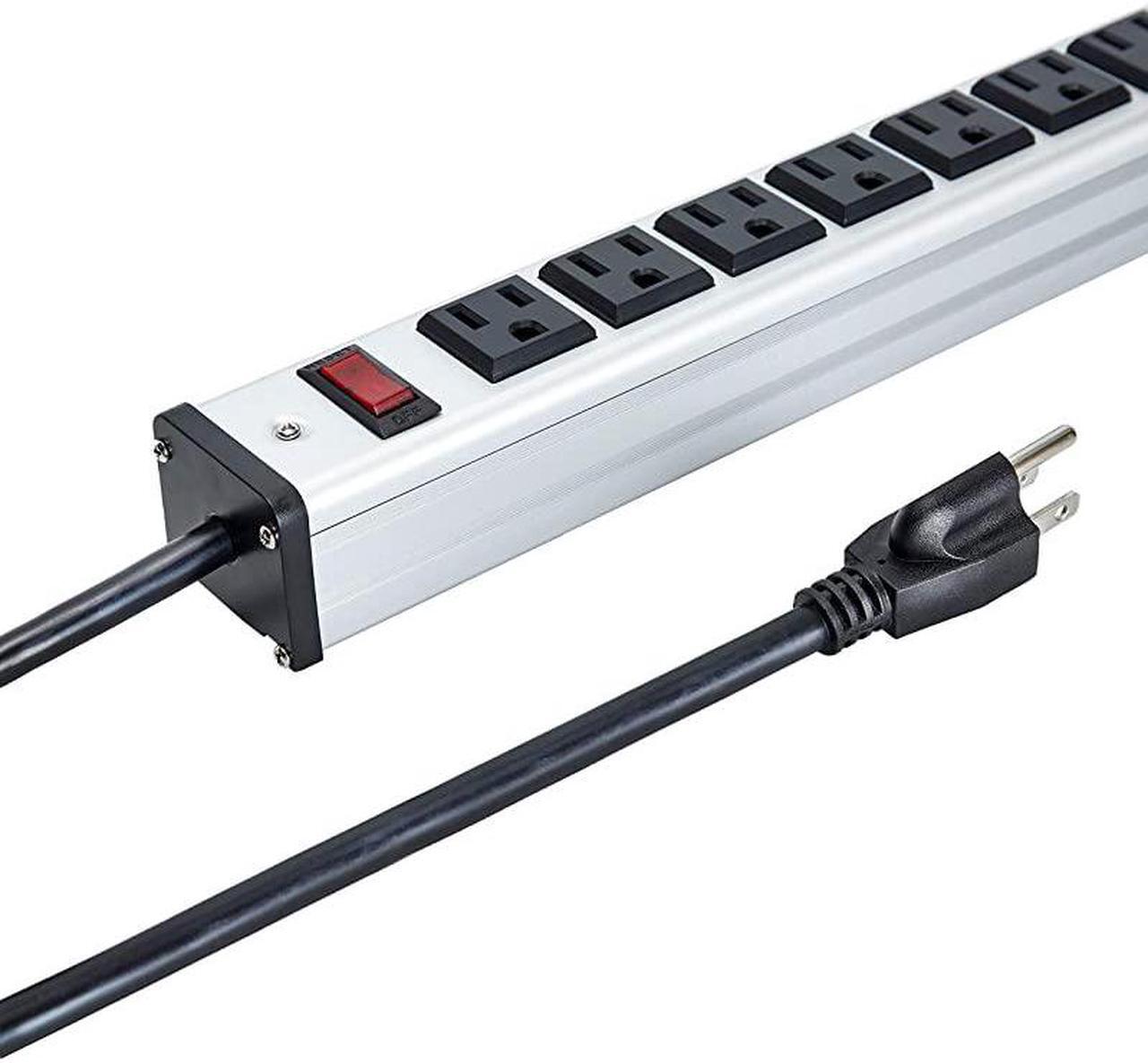 Alt view image 6 of 7 - Rack Mount Power Outlet 16 Outlet Heavy Duty Aluminum Socket AntiThunder Power Strip with 15Foot Extension Cord Surge Protector Duty Multi Plug Outlet with Smart Circuit Breaker Silver