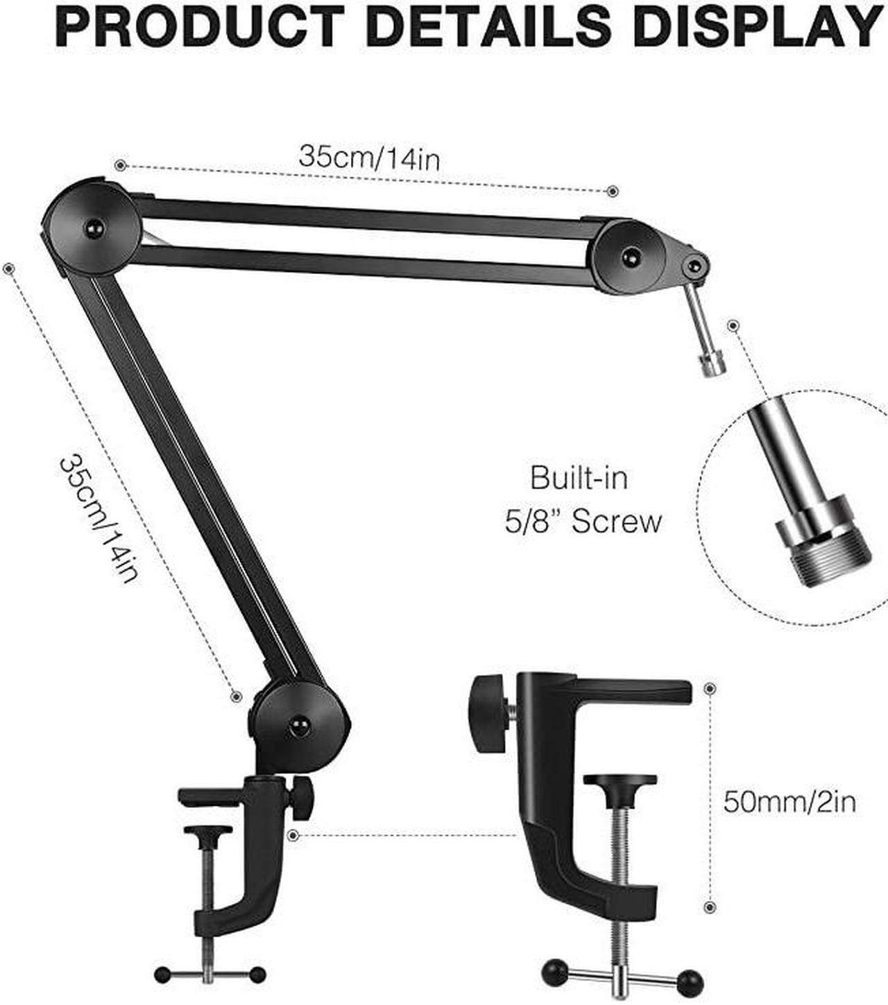 Alt view image 2 of 7 - Microphone Arm Stand Heavy Duty Mic Arm Microphone Stand Suspension Scissor Boom Stands with Mic Clip and Cable Ties for Blue Yeti Snowball and Blue Yeti NanoMedium