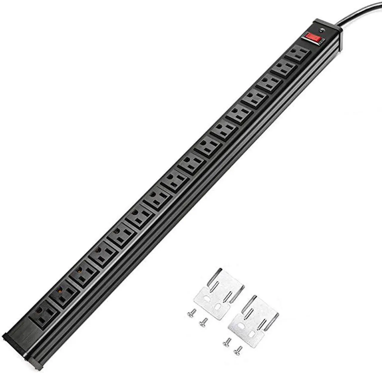 Alt view image 6 of 6 - Rack Mount Power Outlet 16 Outlet Heavy Duty Aluminum Socket AntiThunder Power Strip with 15Foot Extension Cord Surge Protector Duty Multi Plug Outlet with Smart Circuit Breaker Black
