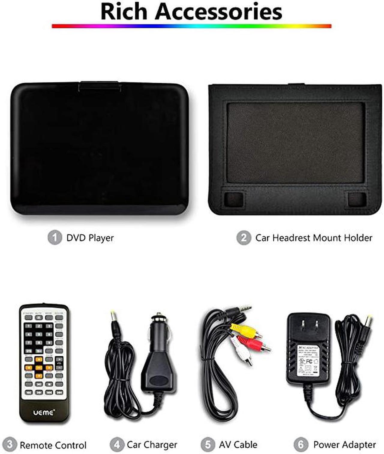Alt view image 3 of 6 - Mini DVD Player for Kids with 7 inches Swivel Screen and Internal Rechargeable Battery Support DVD CD USB SD Card with Car Headrest Mount Holder Region Free