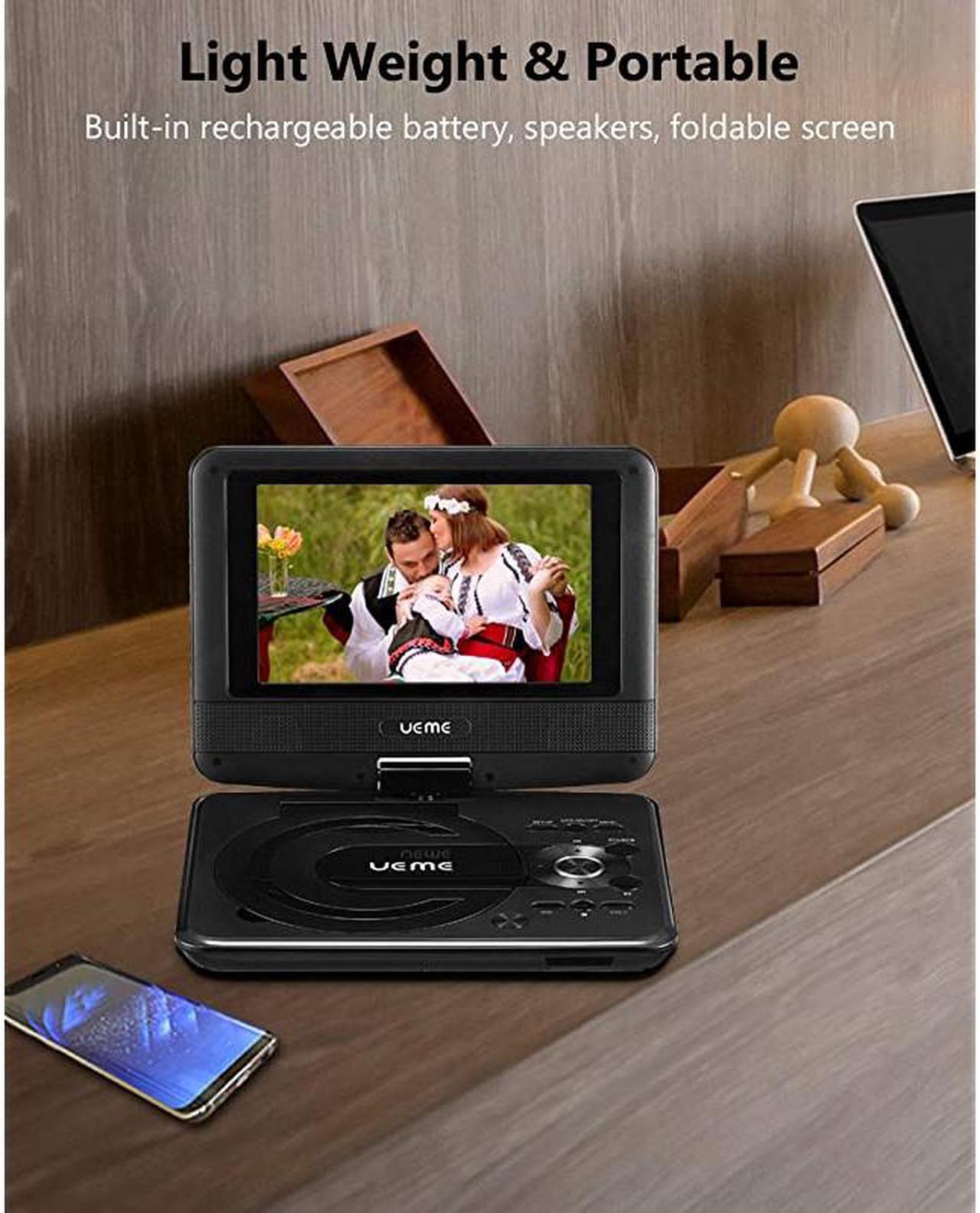 Alt view image 6 of 6 - Mini DVD Player for Kids with 7 inches Swivel Screen and Internal Rechargeable Battery Support DVD CD USB SD Card with Car Headrest Mount Holder Region Free