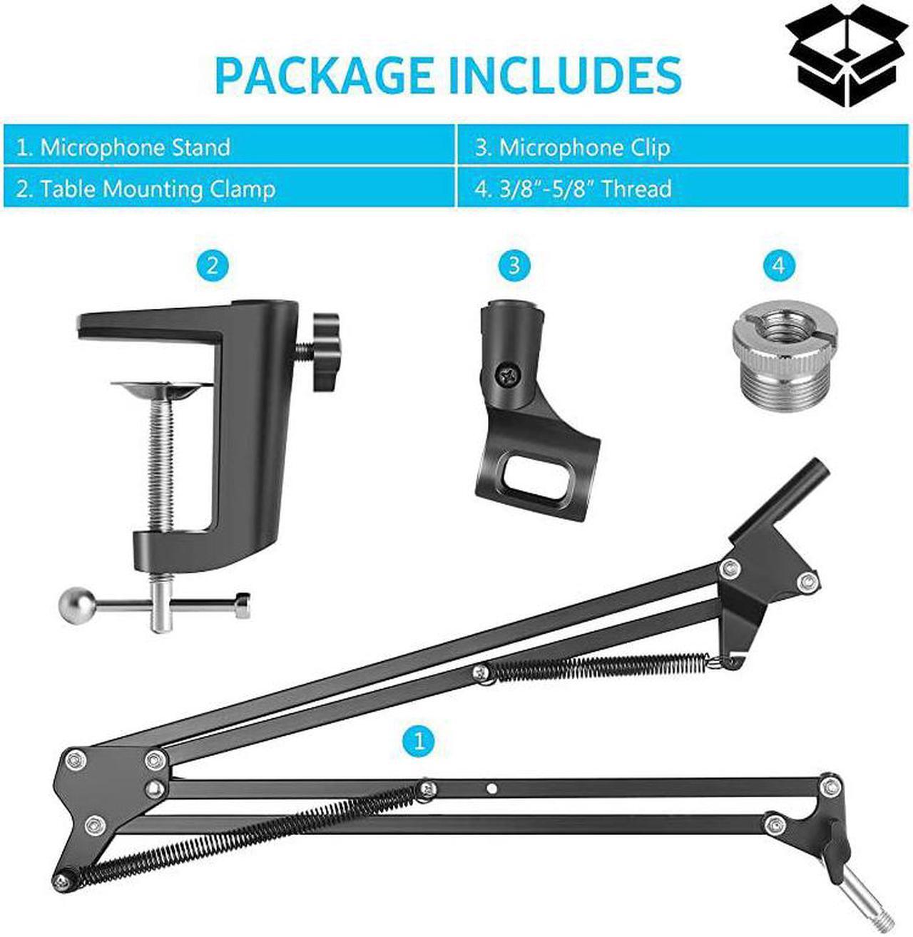 Alt view image 7 of 7 - Microphone Arm, Upgraded Mic Arm Microphone Stand Boom Suspension Stand with 3/8" to 5/8" Screw Adapter Clip for Blue Yeti Snowball, Yeti Nano, Yeti x and other Mic, Medium