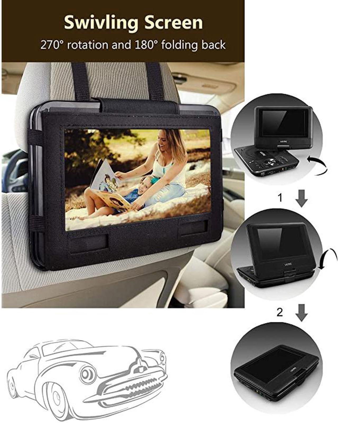 Alt view image 5 of 6 - Mini DVD Player for Kids with 7 inches Swivel Screen and Internal Rechargeable Battery Support DVD CD USB SD Card with Car Headrest Mount Holder Region Free